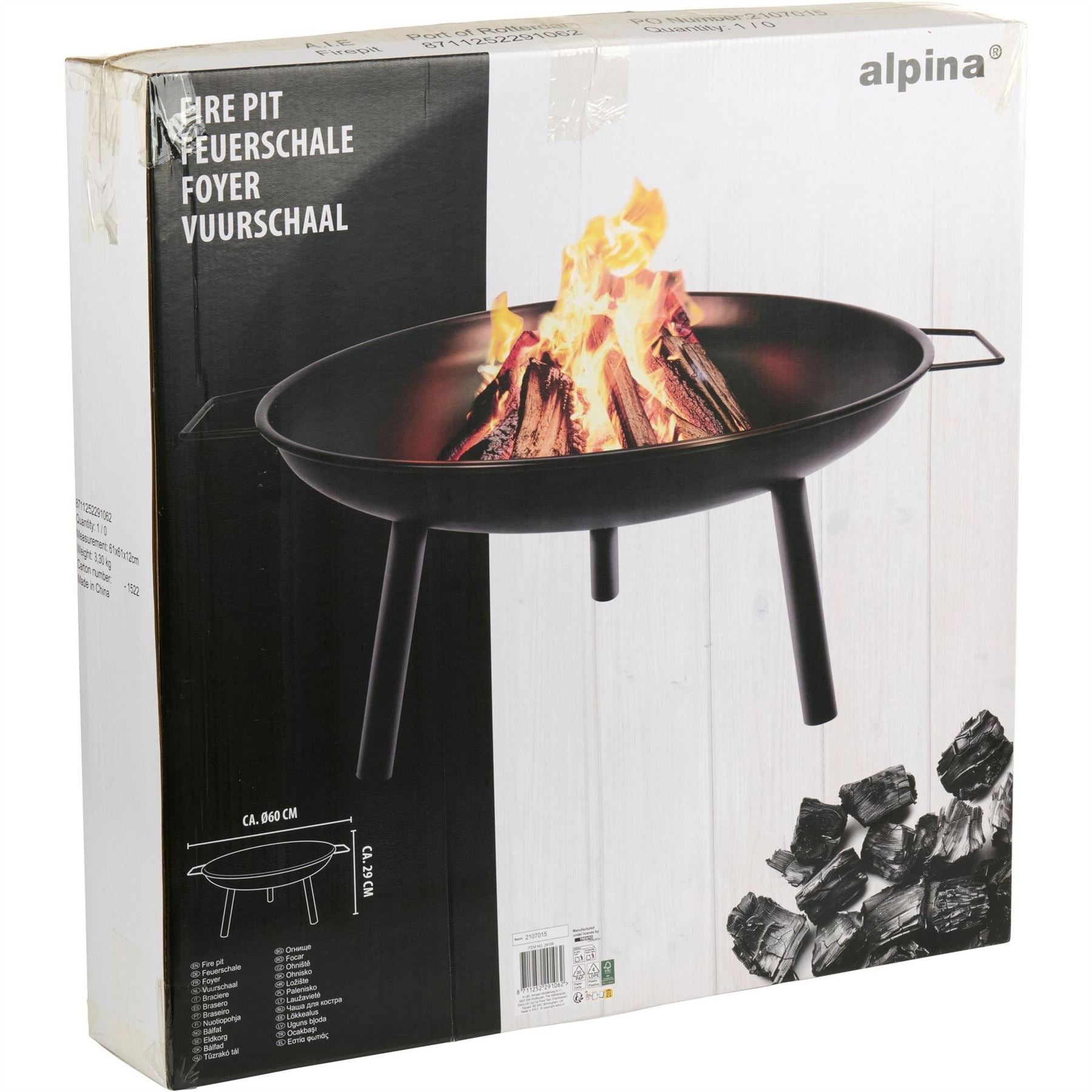 Alpina 60x60x29cm Fire Pit