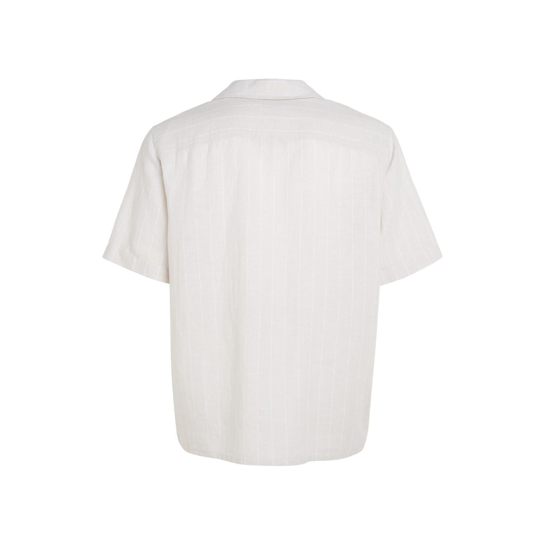 Calvin Klein Linen Stripe Short Sleeve Patterned Shirt