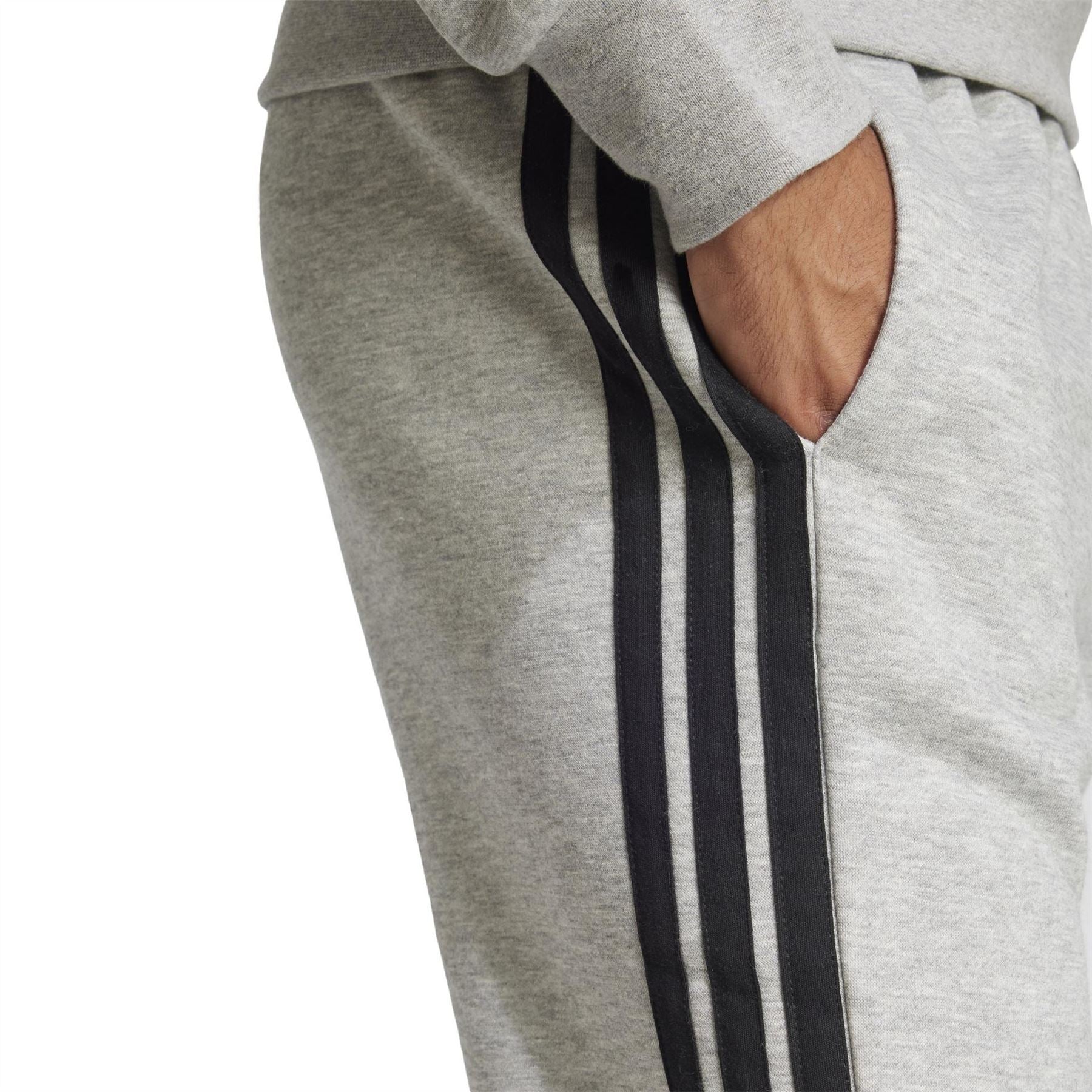 adidas Fleece Tapered Cuff 3 Stripes Joggers M