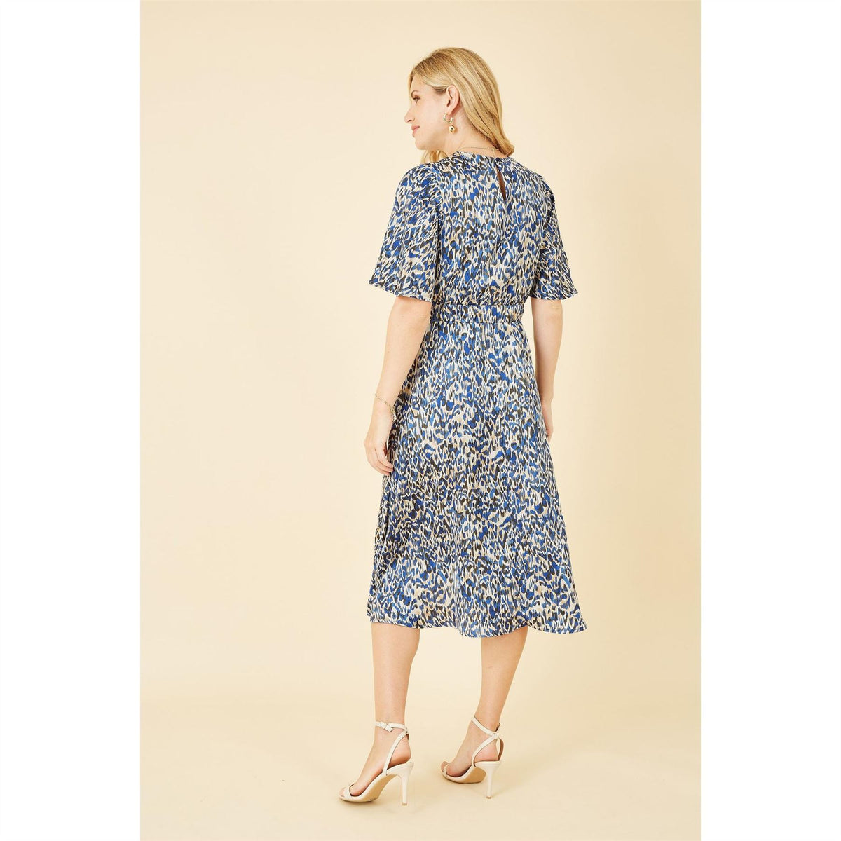Yumi Animal Print Wrap Midi Skater Dress
