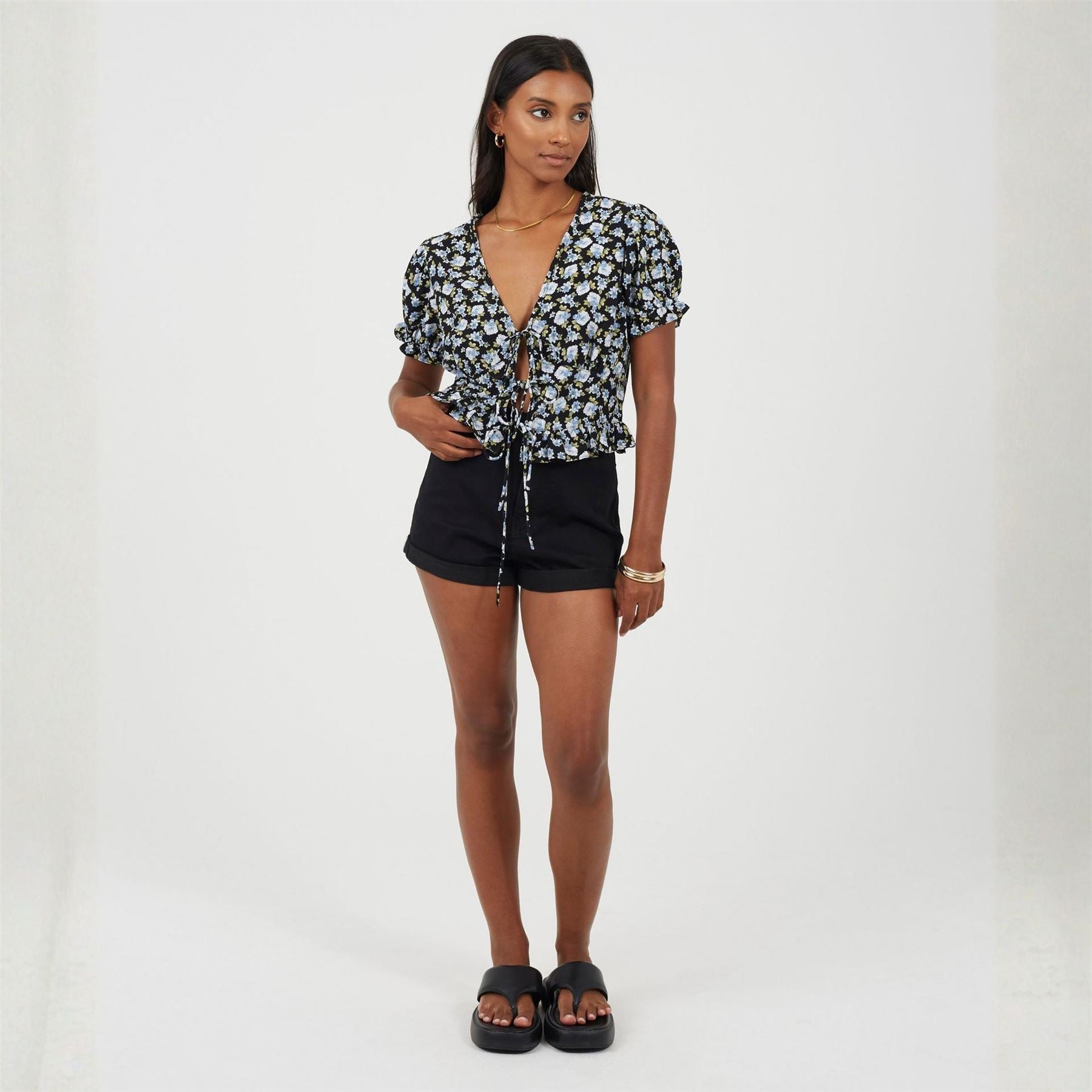 Brave Soul Womens High Rise Denim Shorts With Pockets