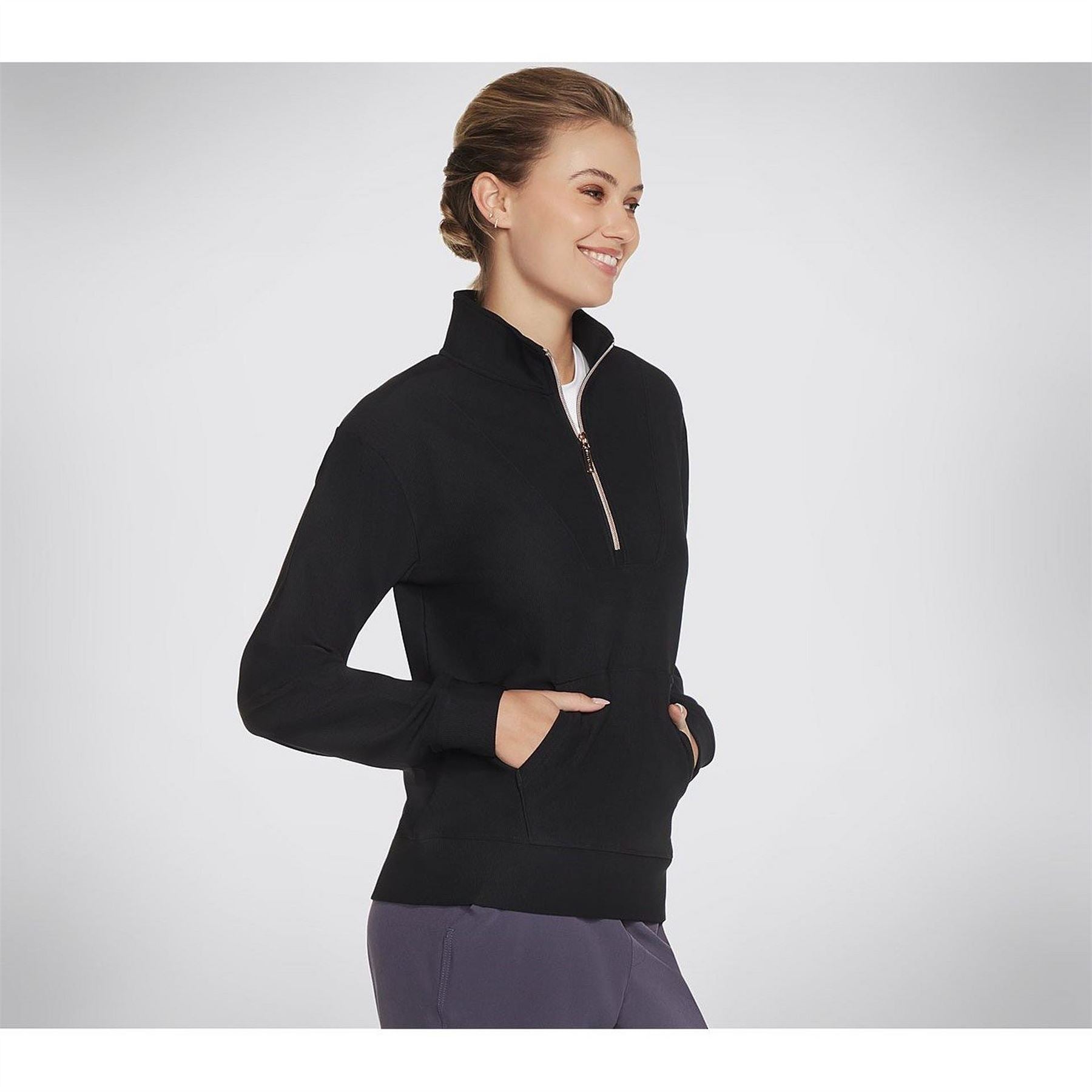 Skechers Womens Goluxe Rib 1 4 Zip Fleece