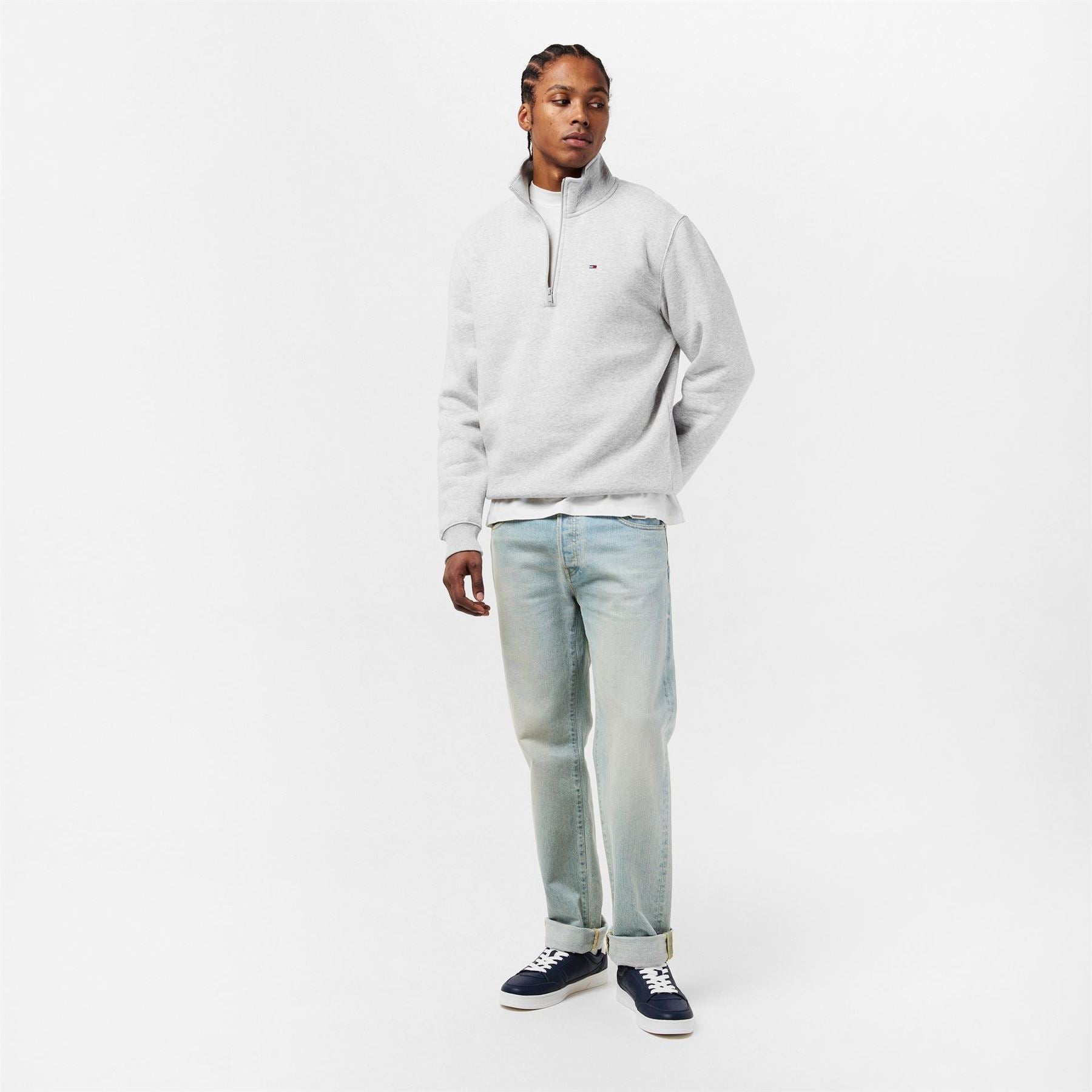 Tommy Jeans Flag Graphic Zip Neck Long Sleeve Sweatshirt