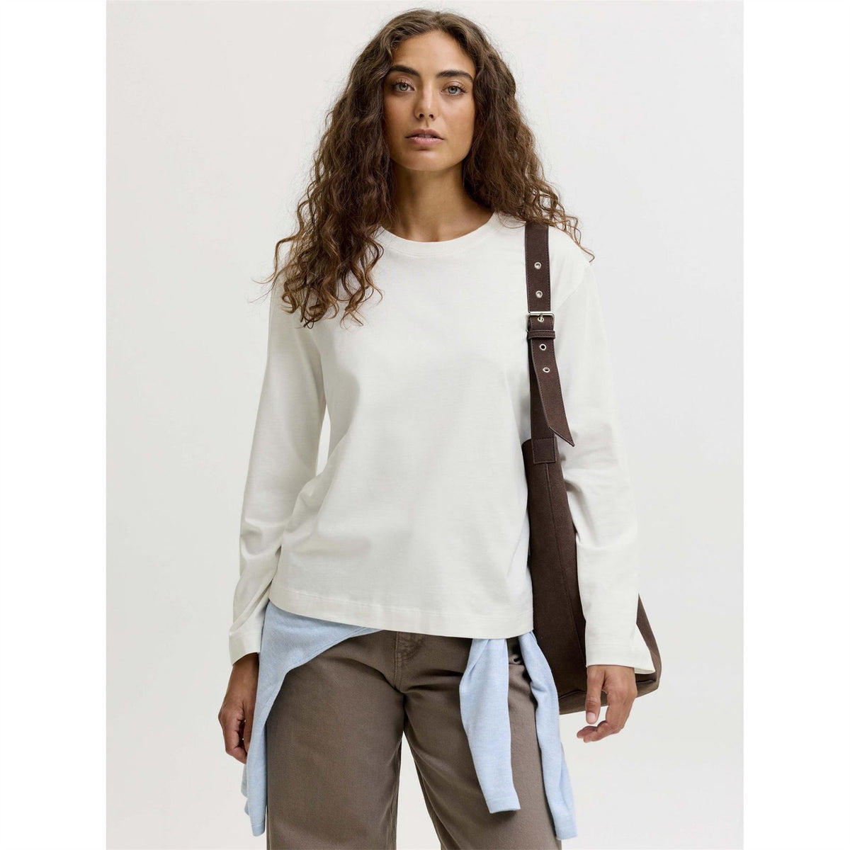 JJXX Sophia Boxy Fit Crew Neck Long Sleeve T-Shirt