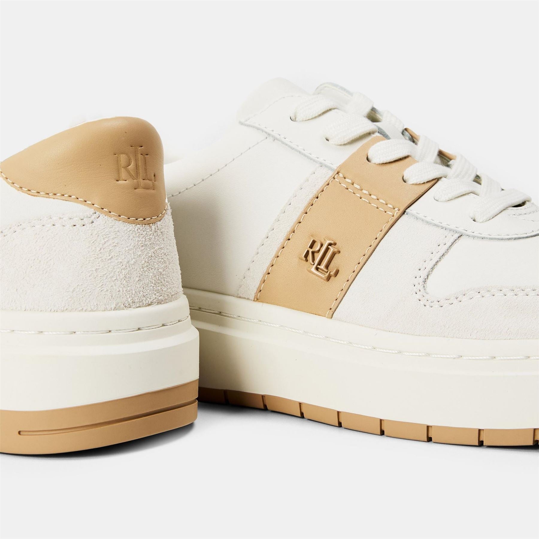 Lauren by Ralph Lauren Real Leather Harlie Basket Low Top Trainers