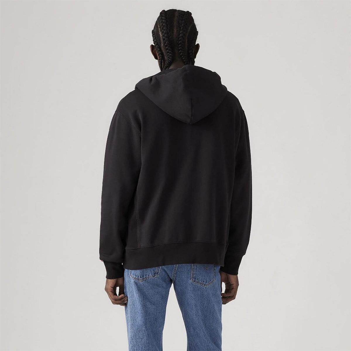 Levis Solid Patterned Hooded Neck Full Zipper Ribbed Cuff Sweat Jacket