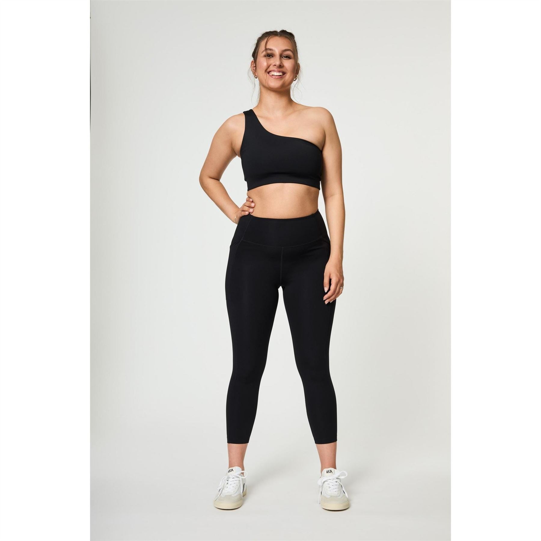 Girlfriend Collective One Shoulder Non Wired Low Impact Sports Bra