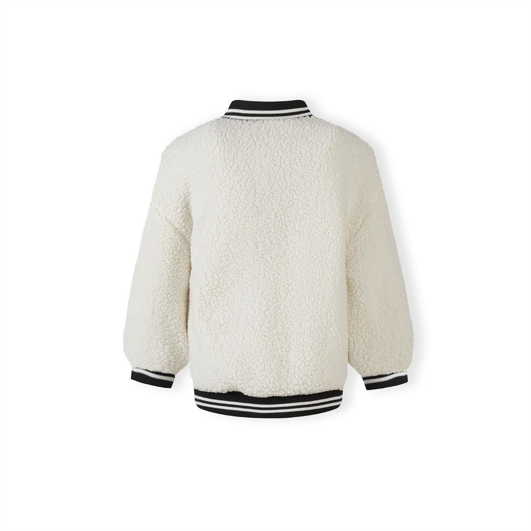 Minoti Girls Borg Baseball Jacket With Chest Embroidery Cream