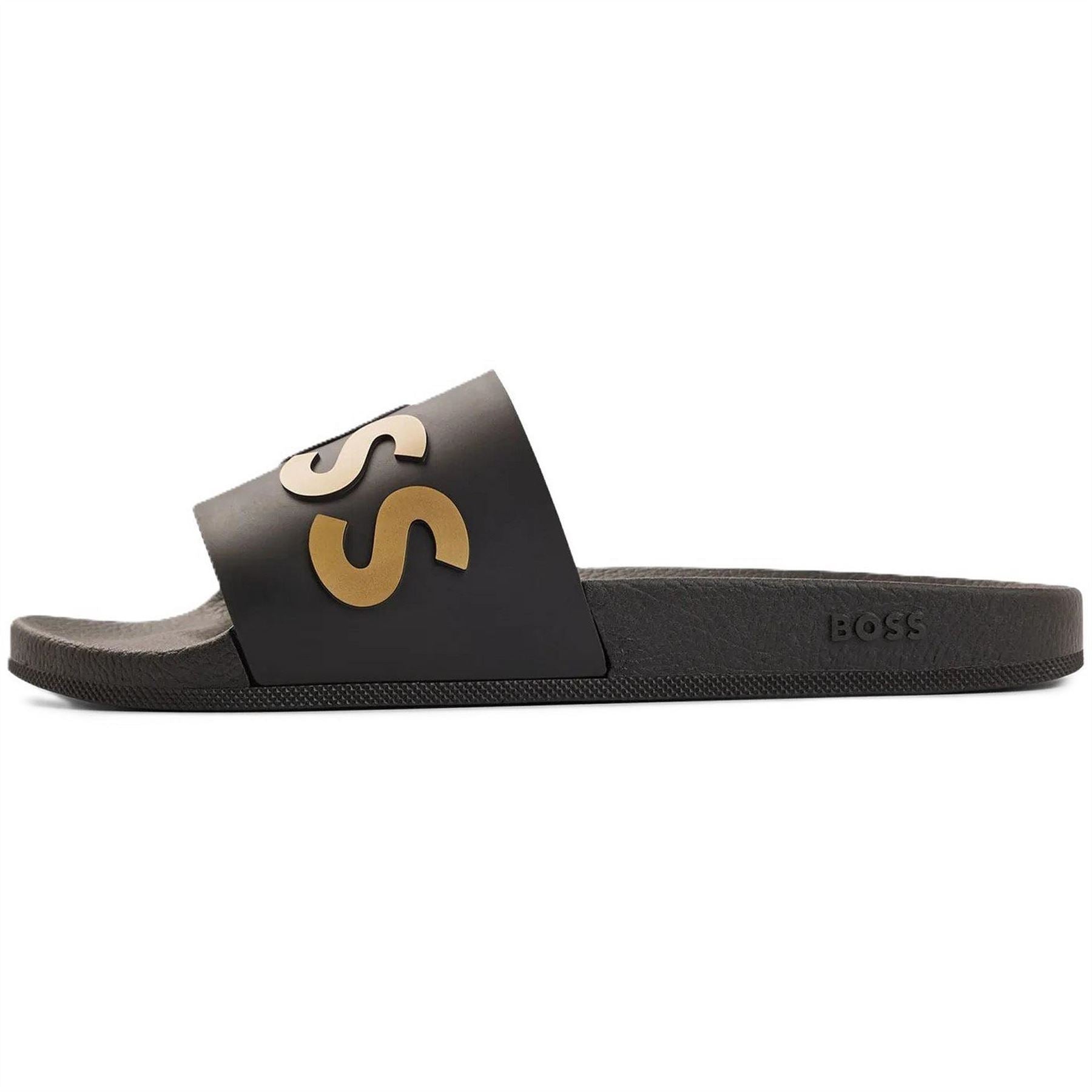 Boss Bay It Slide Logo Print Open Toe Flats