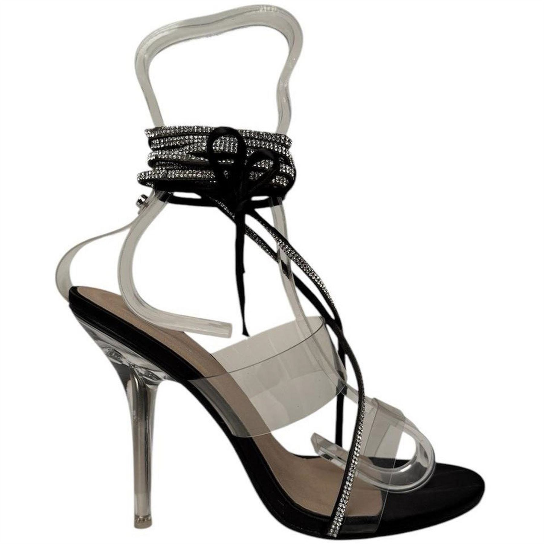 No Doubt Strappy Crystal Detail Flat Sandal