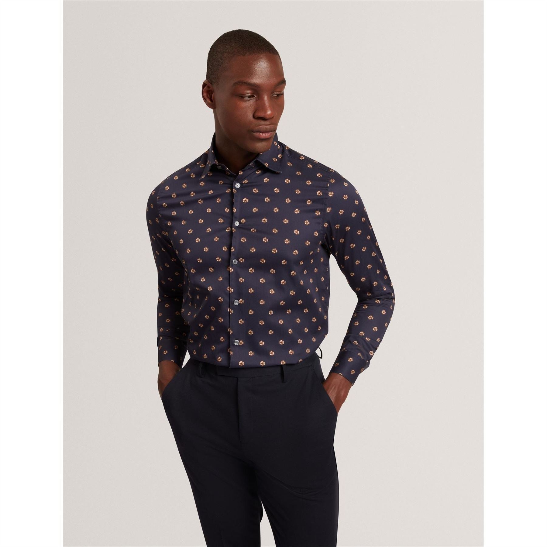 Ted Baker Floral Collared Neck Long Sleeve Shirt