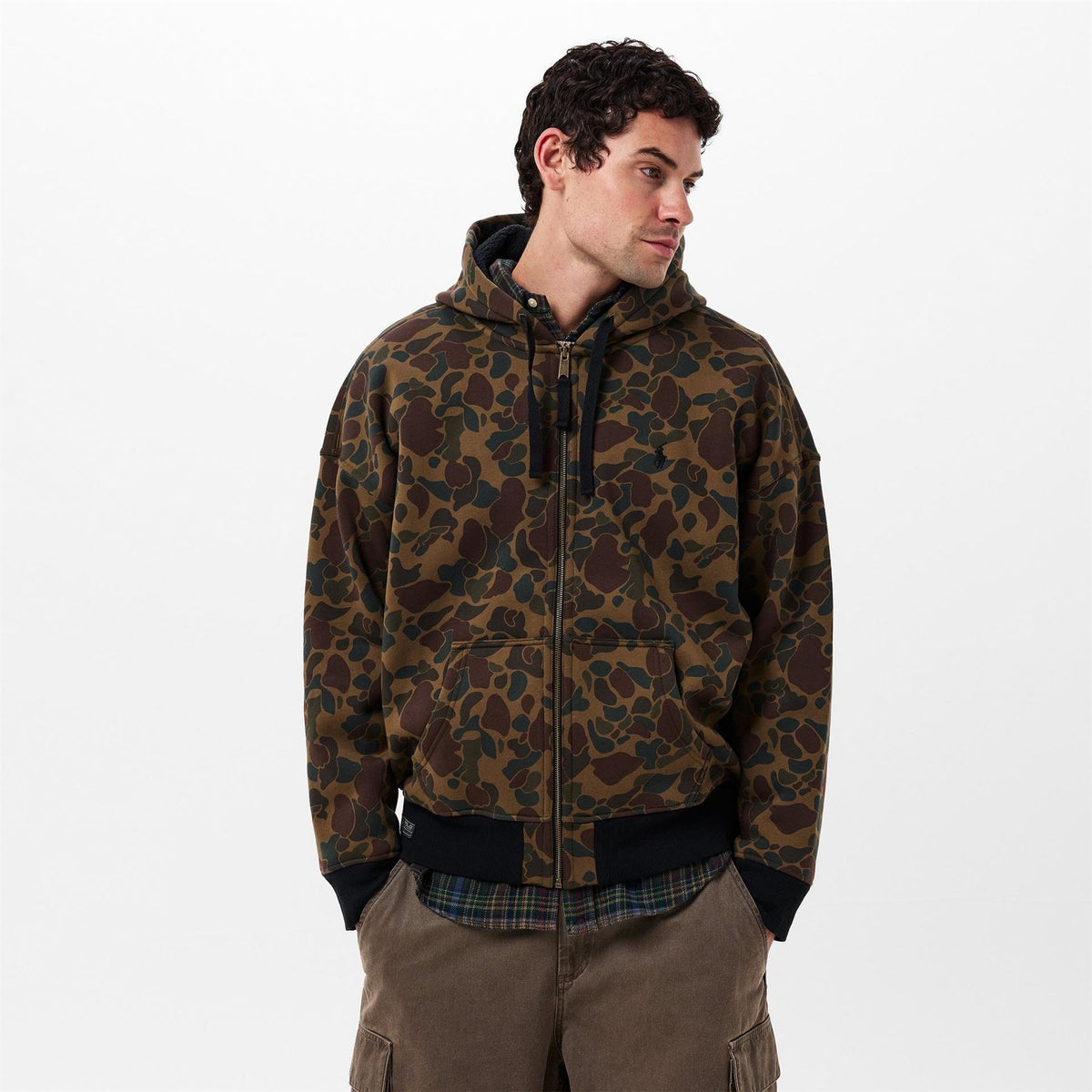 Polo Ralph Lauren Camo Patterned Hooded Ribbed Cuff Sweat Jacket