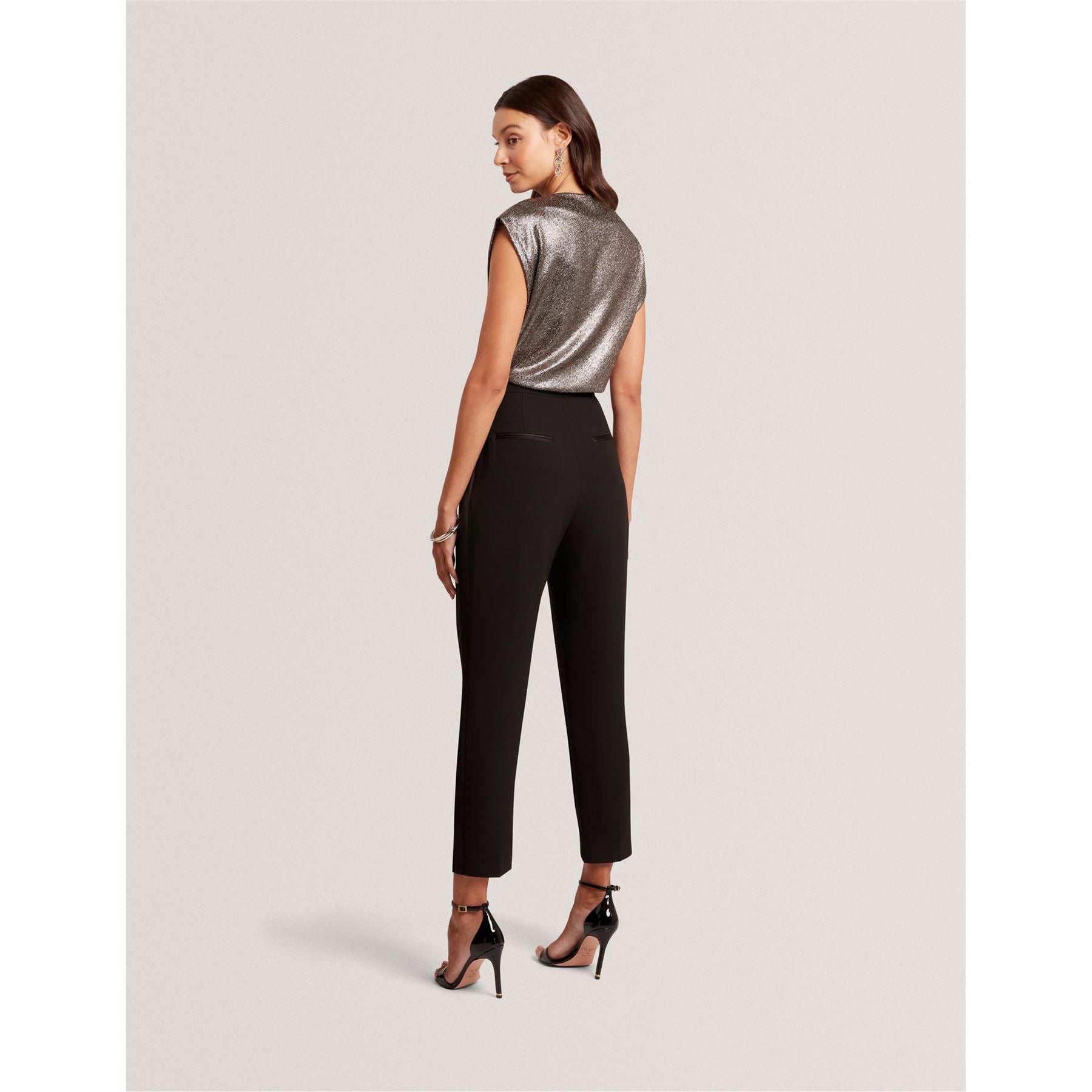 Ted Baker Metallic Stitching Boat Neck Cap Sleeve Shell Top