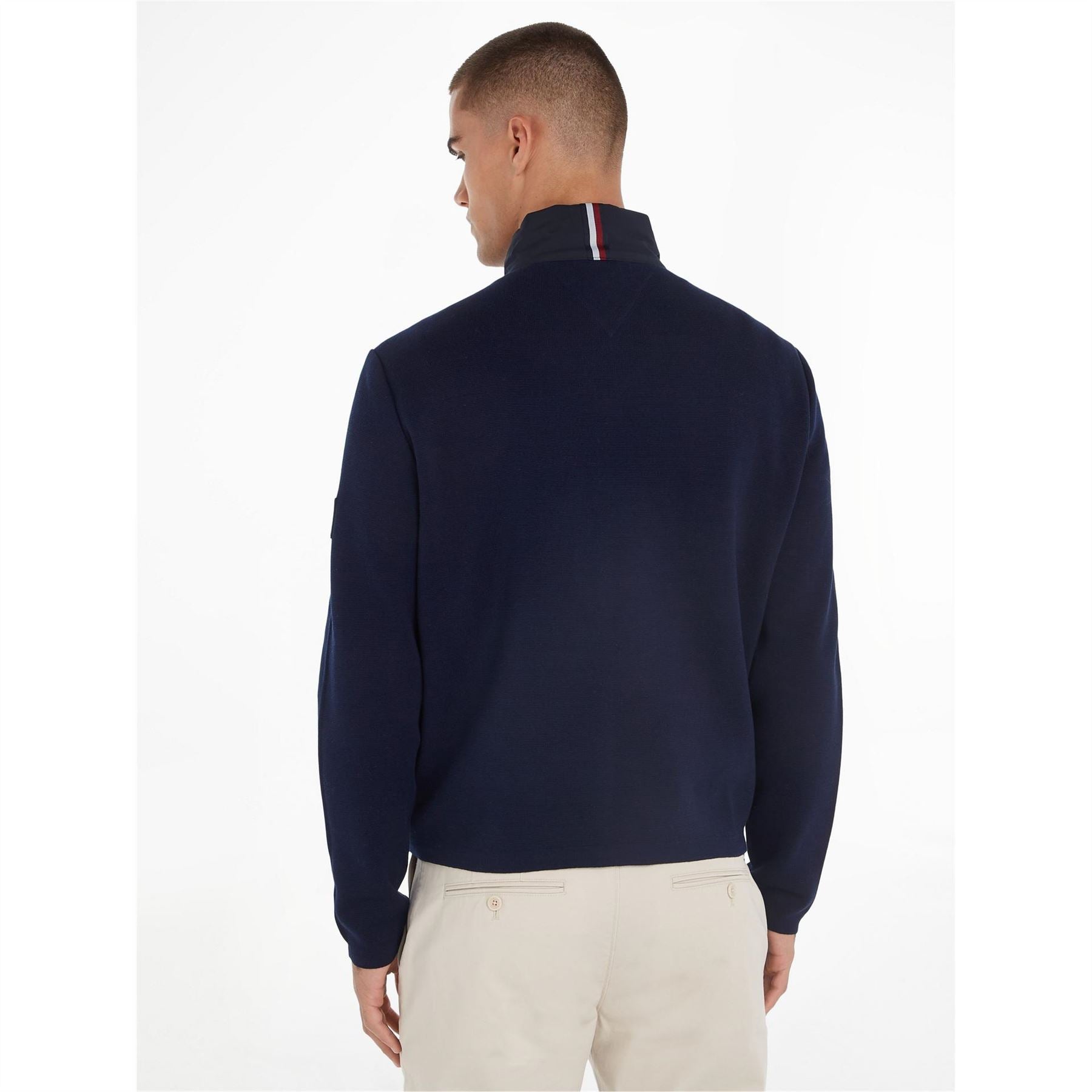 Tommy Hilfiger Mixed Media Zip Neck Long Sleeve Sweatshirt