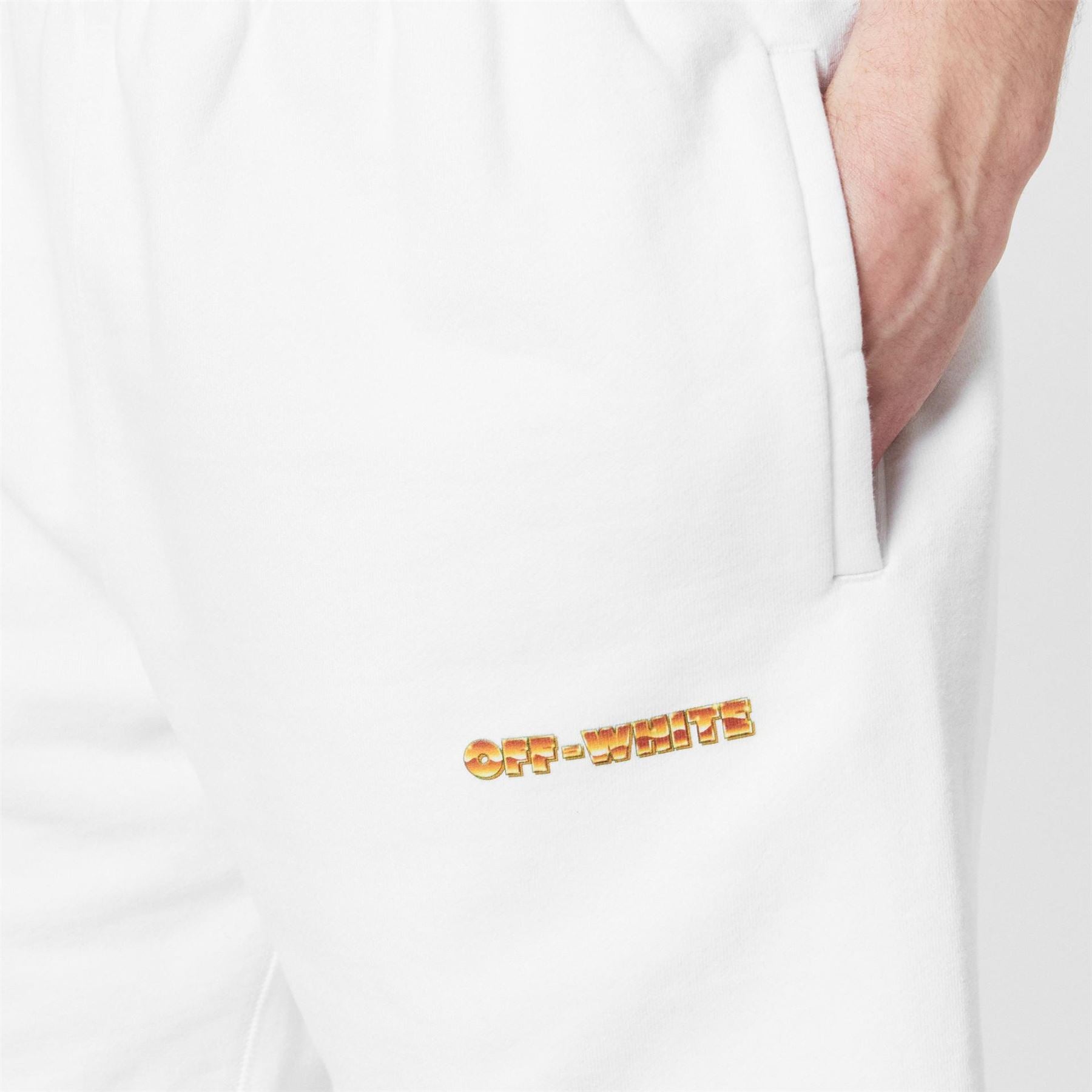 Off White Arow Sweat Shorts with Elasticated Waistband