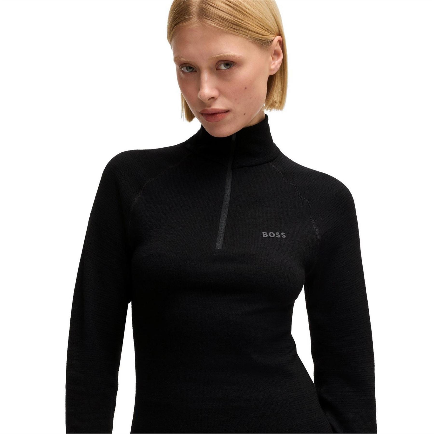 Boss Slim Fit Zip Neck Raglan Sleeve Athletic Top