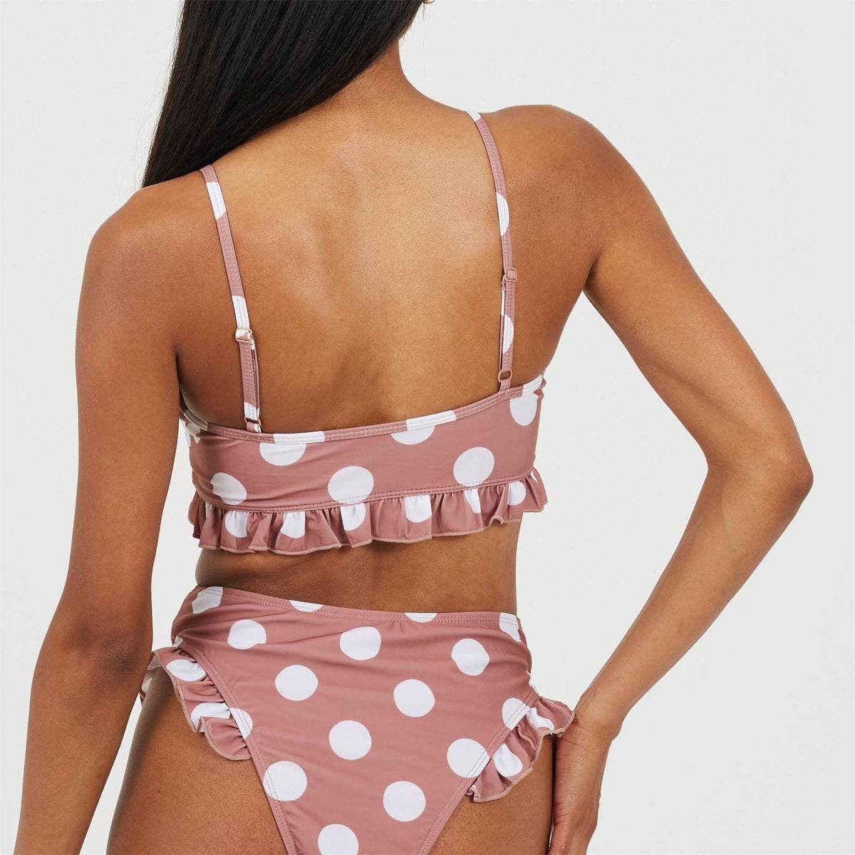 Brave Soul Polka Dot Patterned Scoop Neck Bikini Top