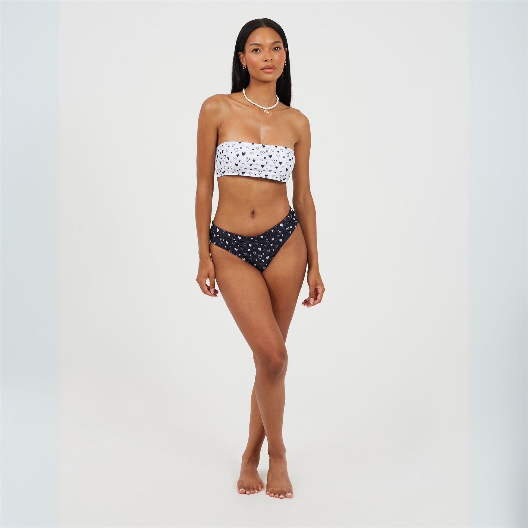 Brave Soul Heart Print Bandeau Bikini Top
