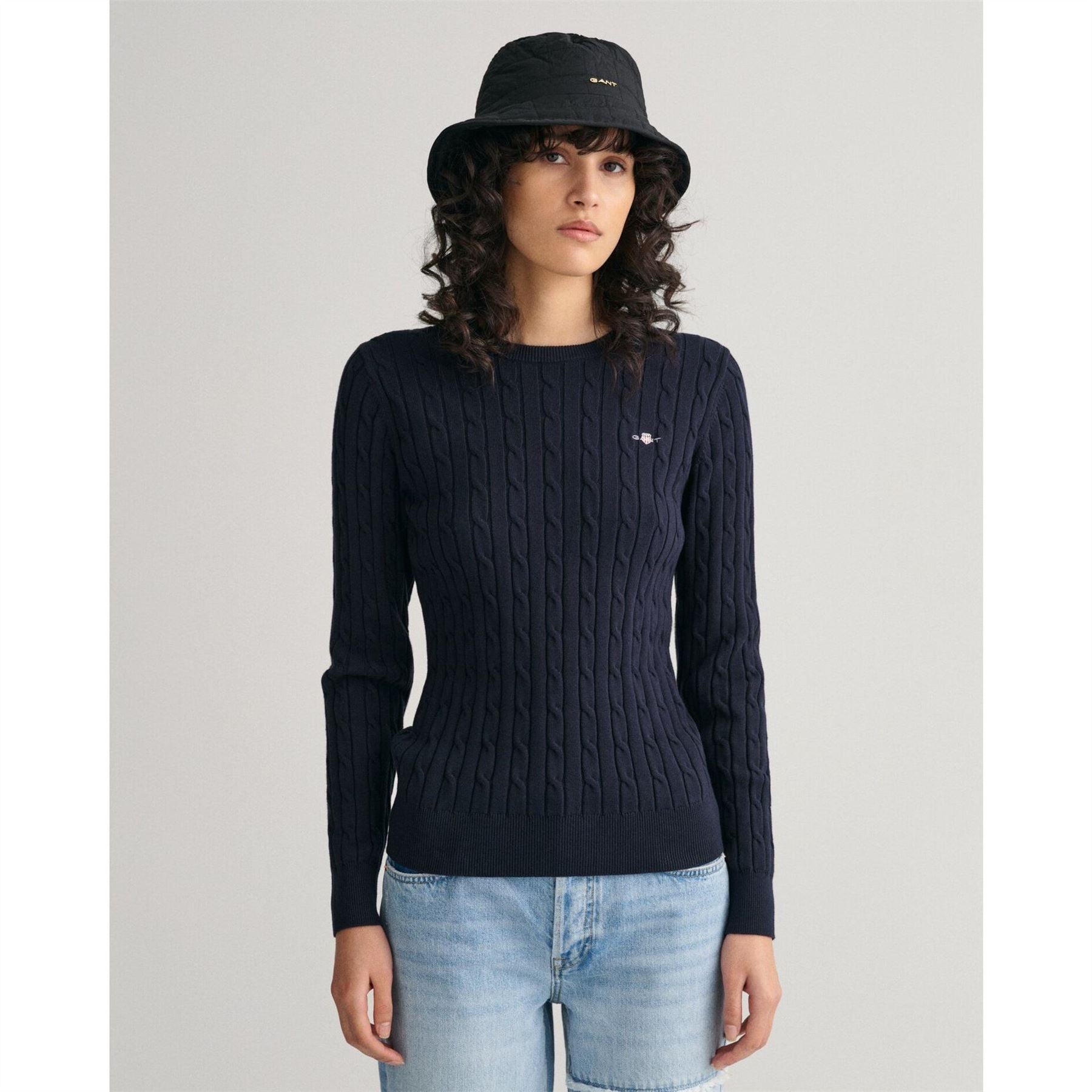 Gant Cotton Cable Knit Crew Neck Sweater