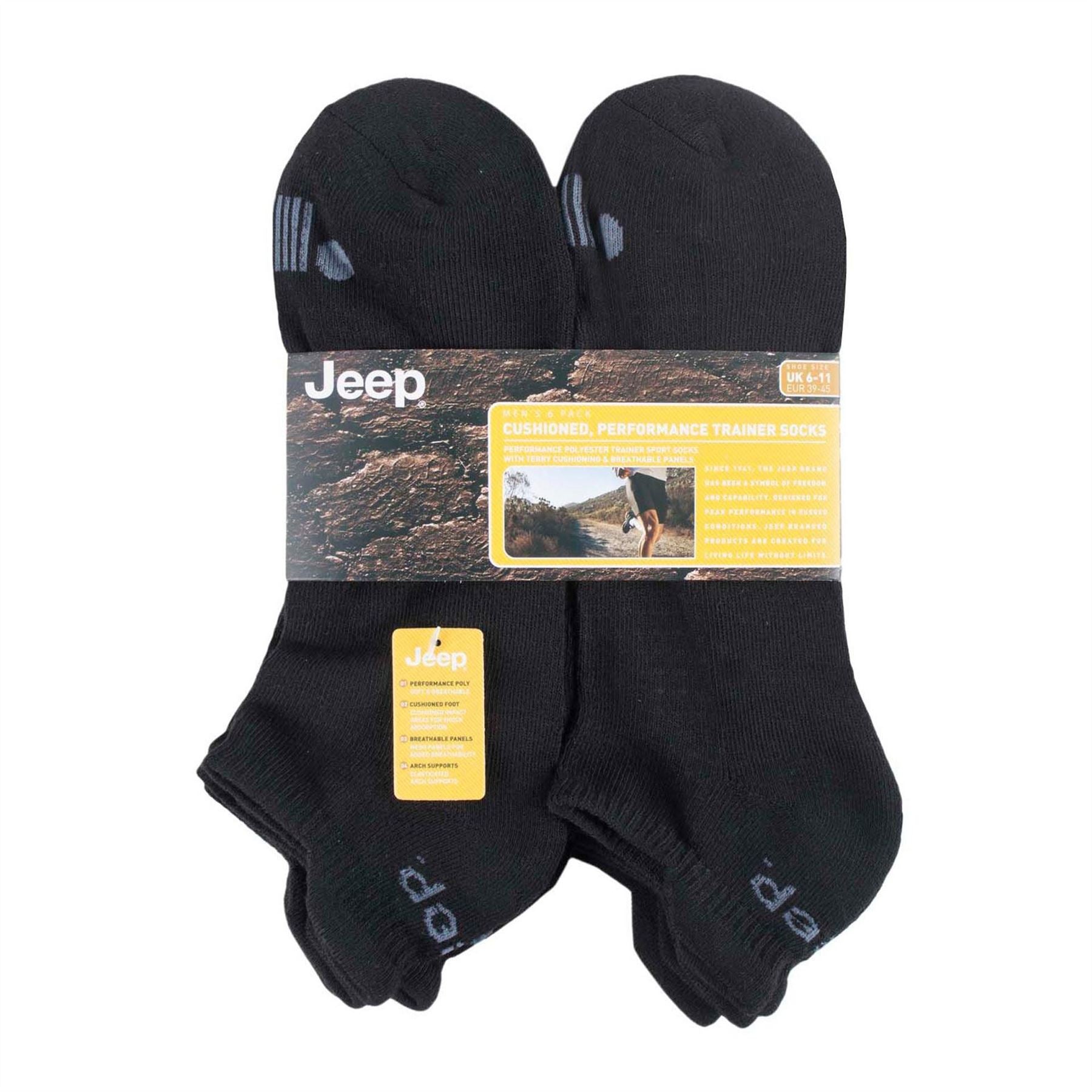 Jeep Mens 6 Pack Trainer Socks