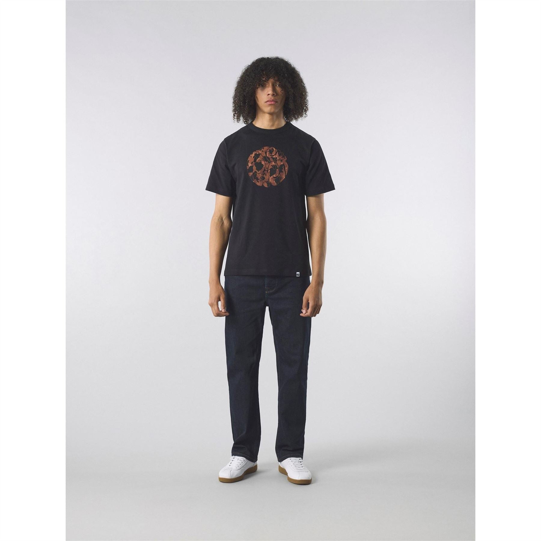 Pretty Green Brindle Logo Print Crew Neck Short Sleeve T-Shirt