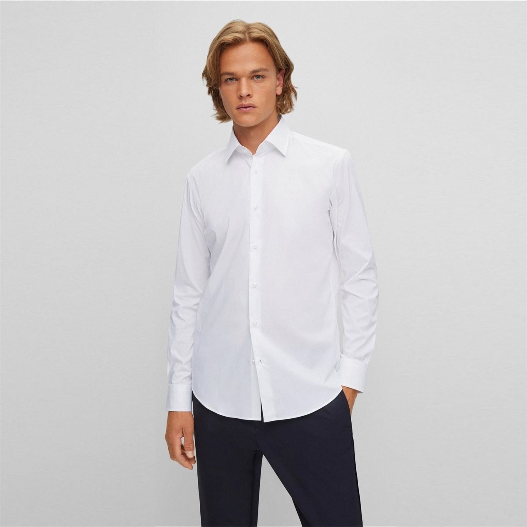 Boss Joe Collared Neck Point Collar Long Sleeve Shirt