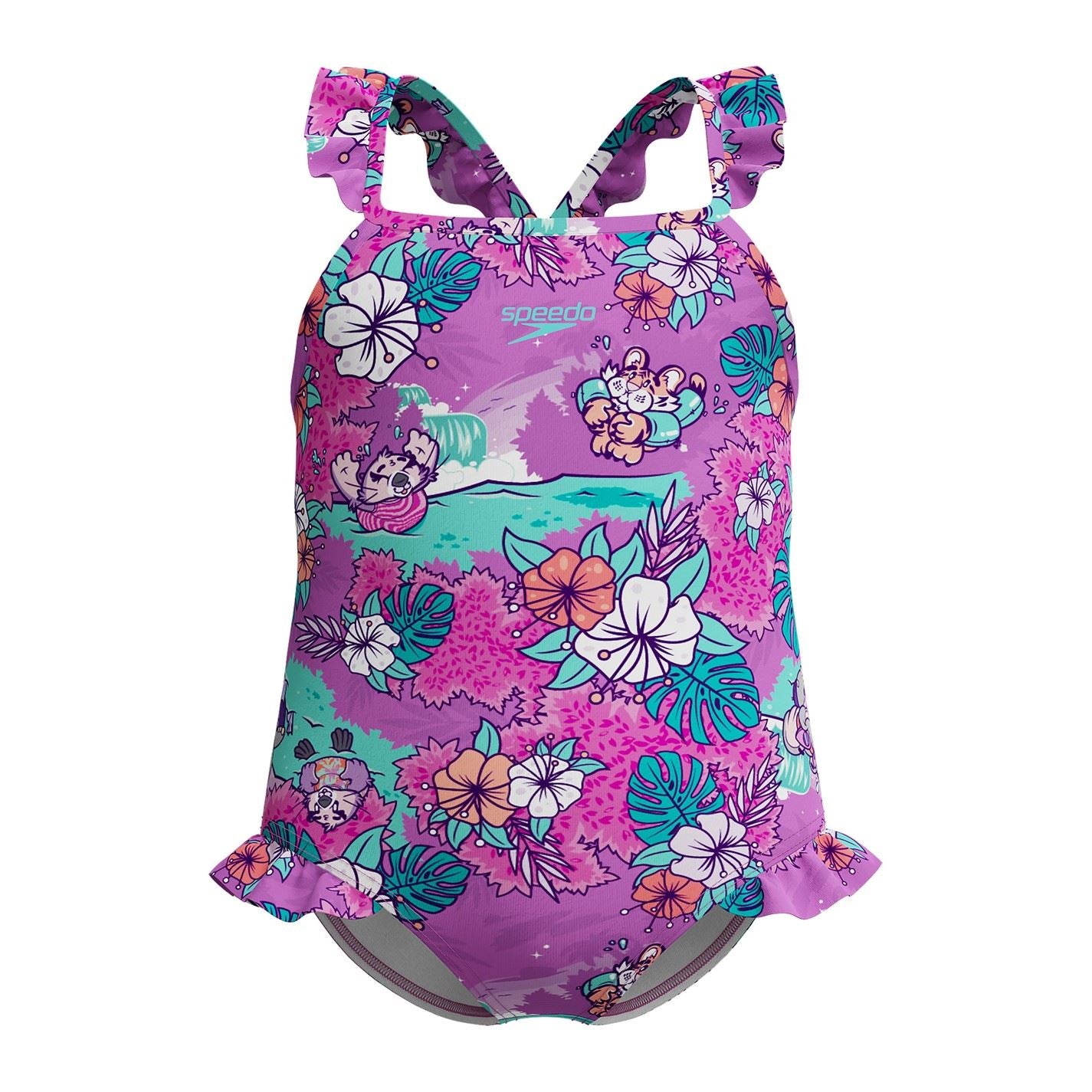 Speedo Girls Learn To Swim Printed Frill Thinstrap