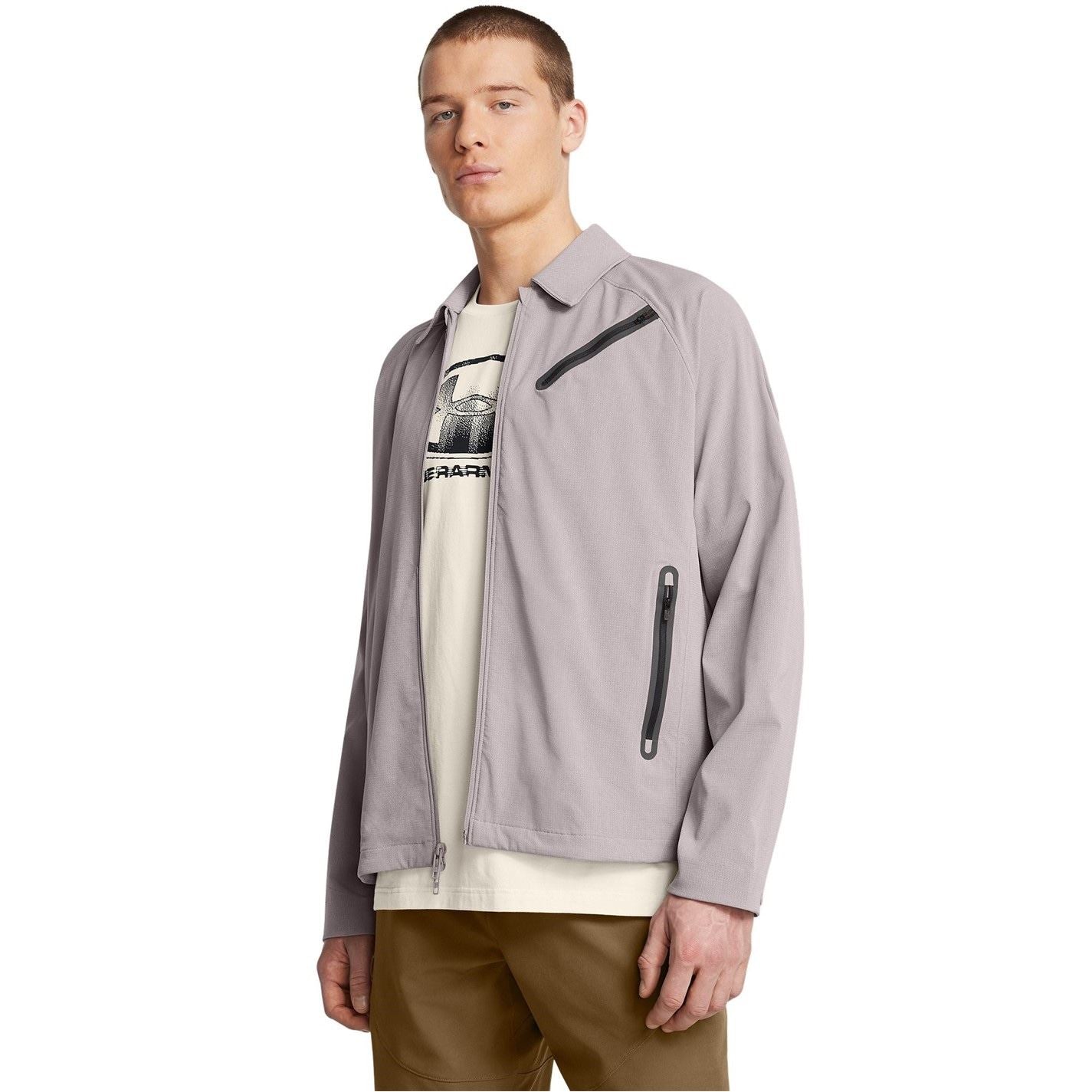 Under Armour Solid Patterned Bomber Jacket with Zipped Pocket