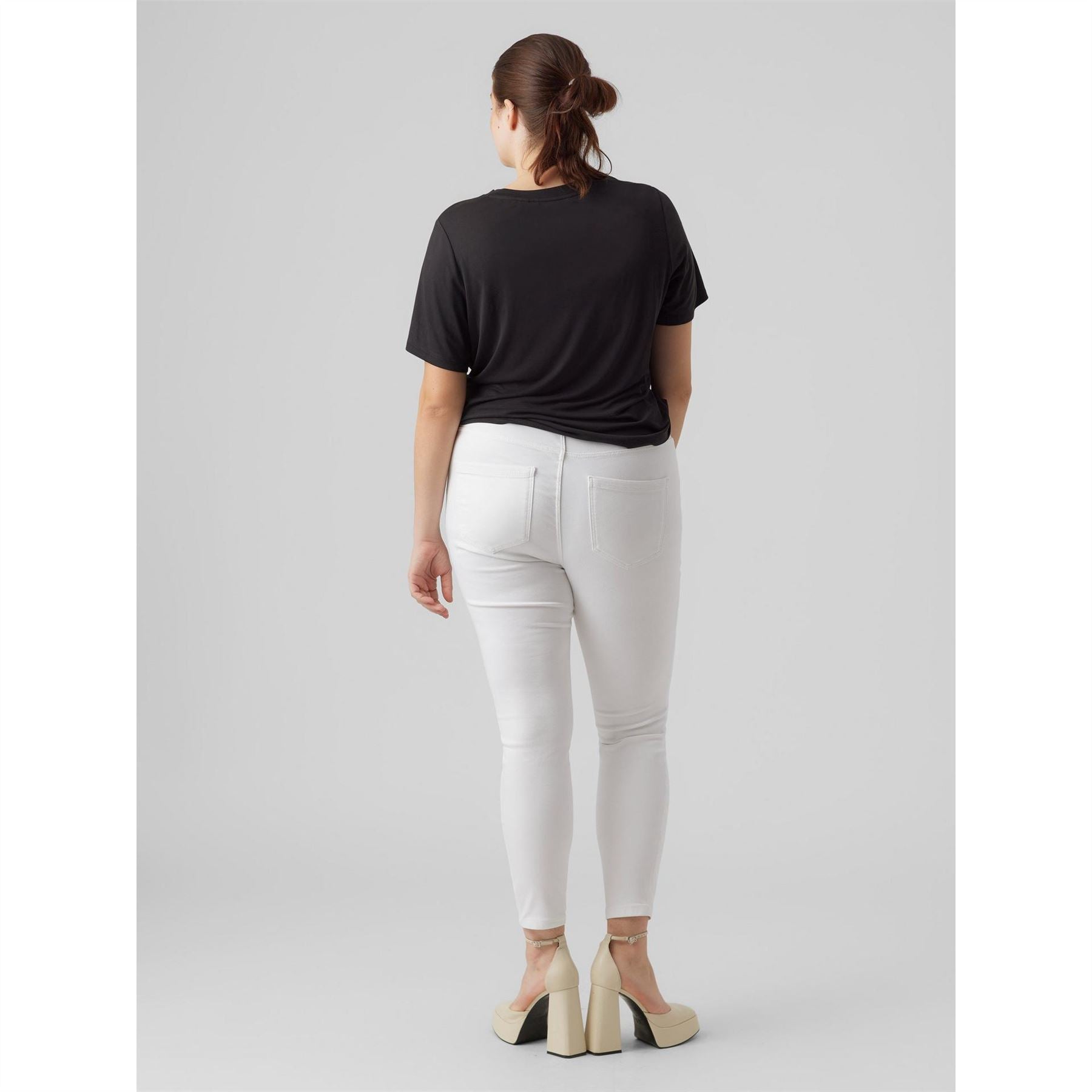 Vero Moda Curve Stretch Slash Knee High Waisted Denim Disco Skinny Jeans
