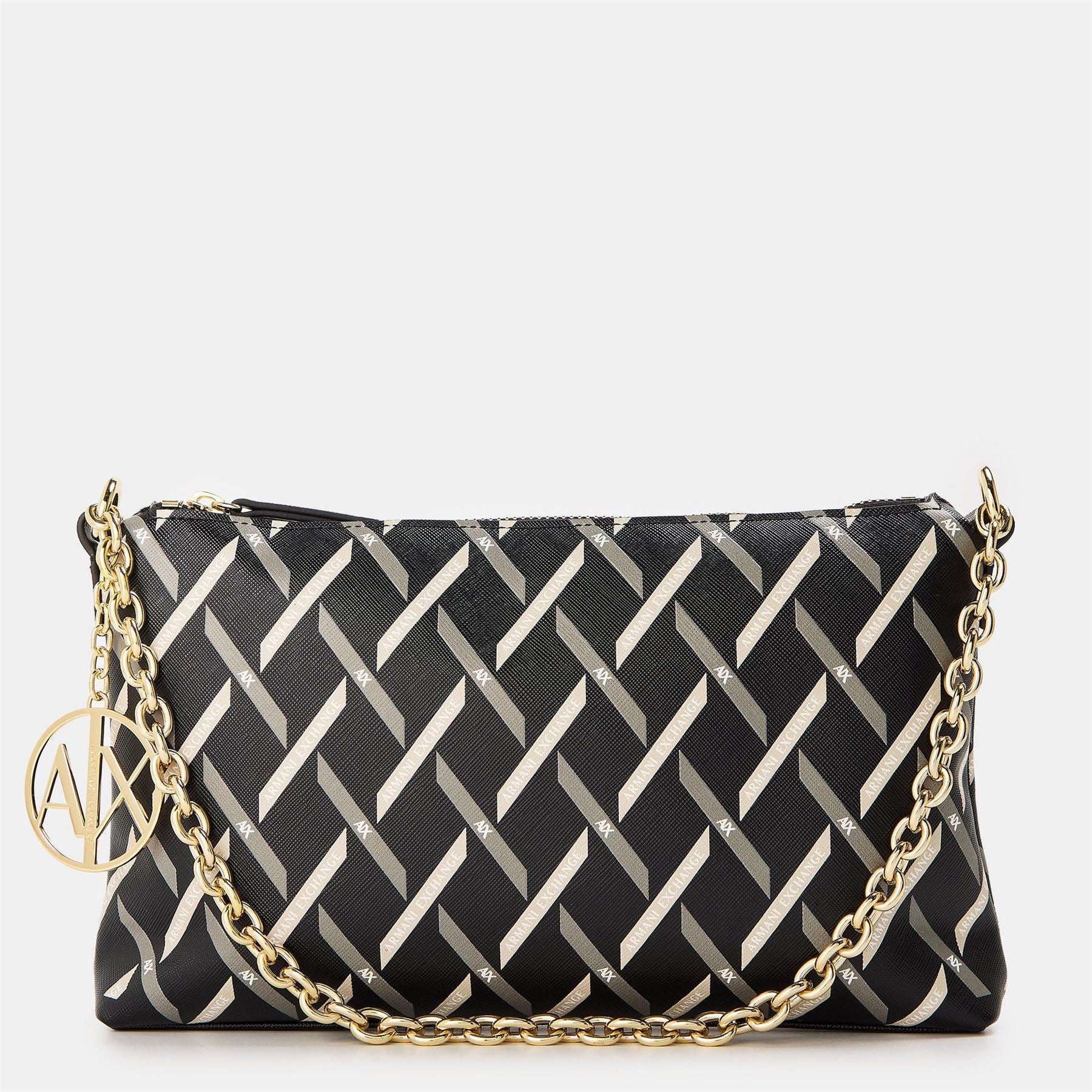 Armani Exchange Exchange Geometric Patterned Rectangle Pouch with Key Ring