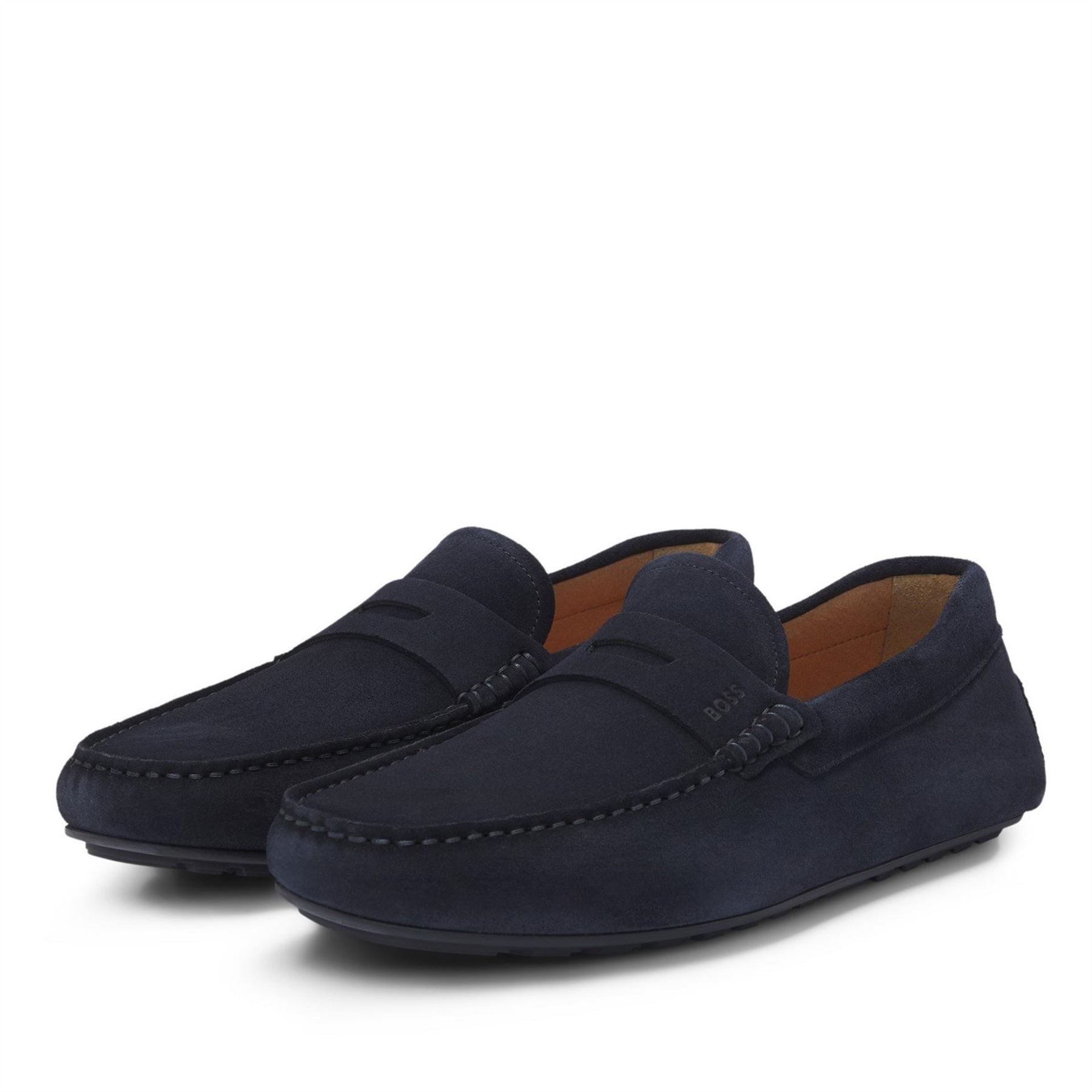 Boss Black Suede Loafers With Debossed Logo Detail