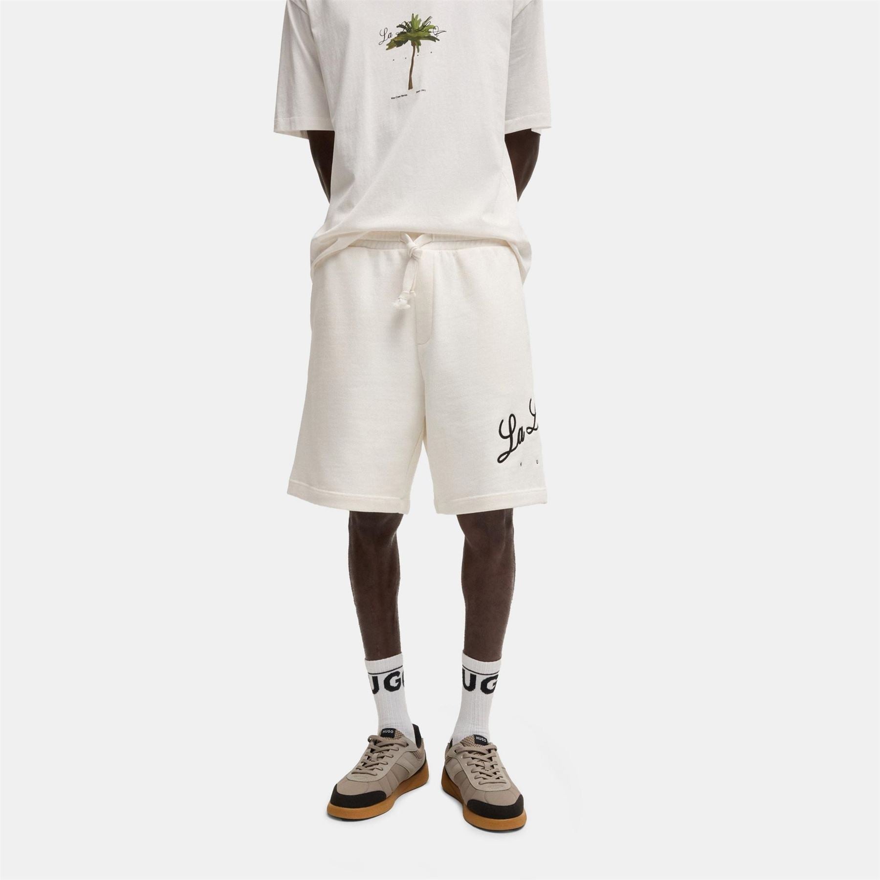 Hugo Red Fleece Jogger Shorts