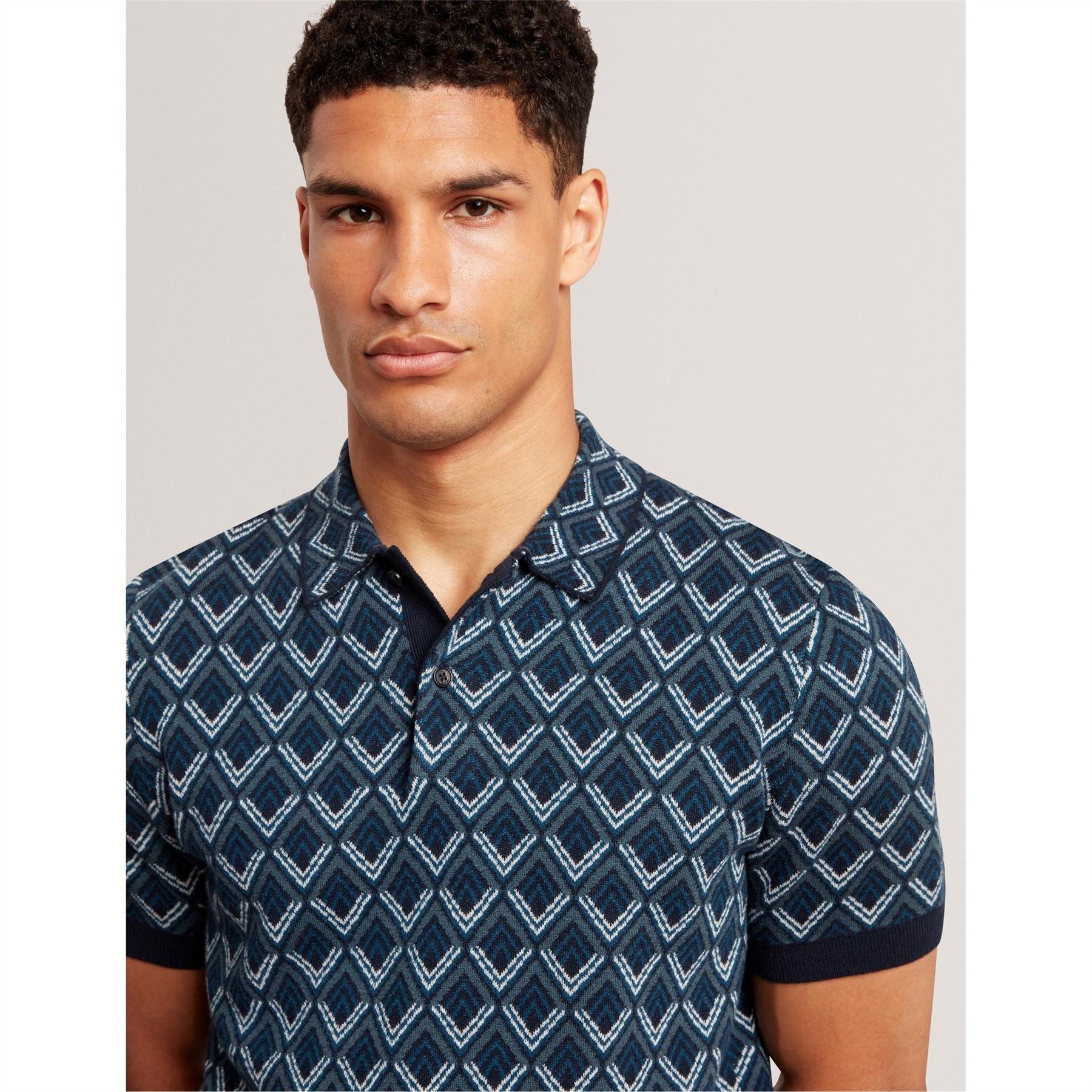 Ted Baker Jacquard Collared Neck Short Sleeve Polo Shirt
