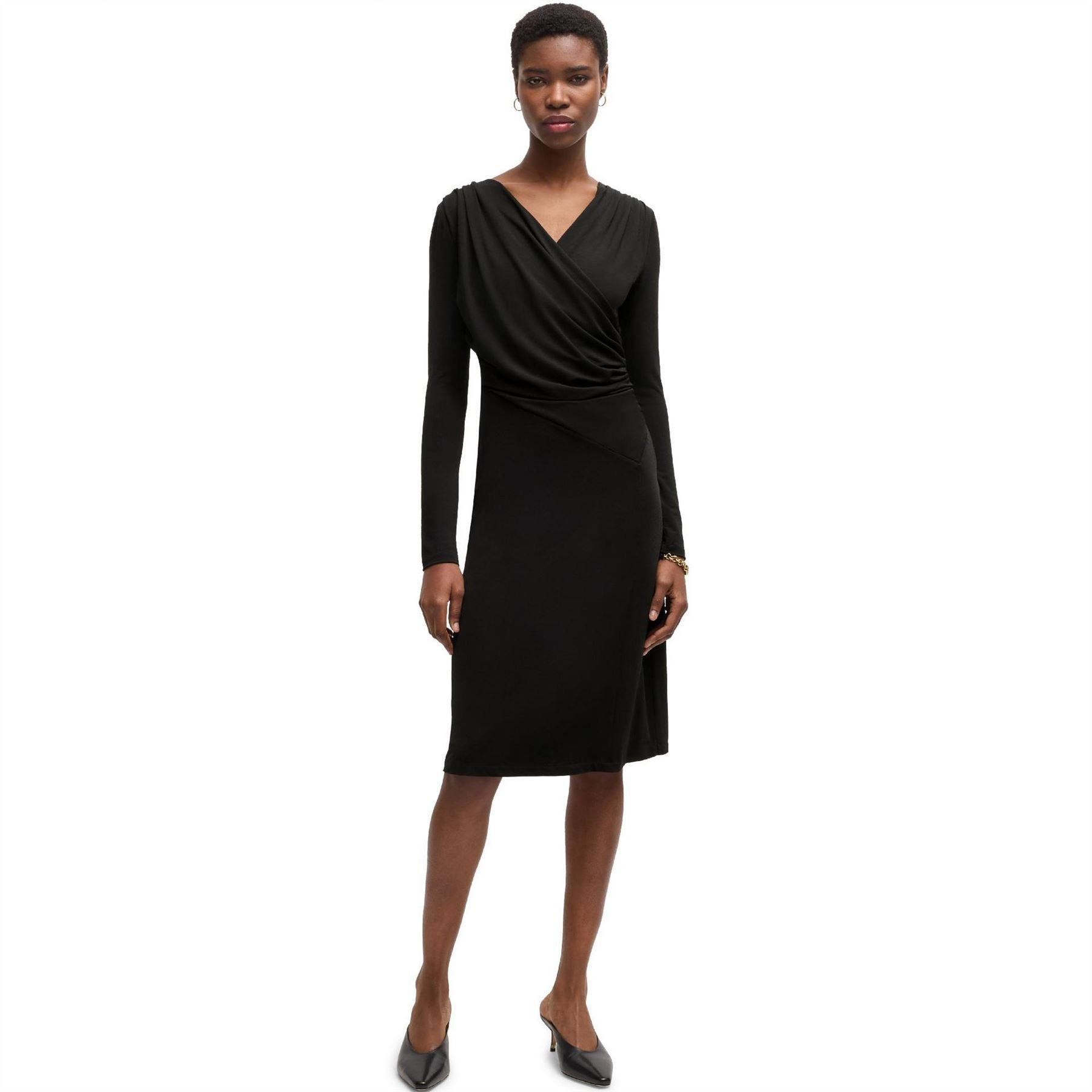 Boss Eular Surplice Neck Long Sleeve Wrap Dress