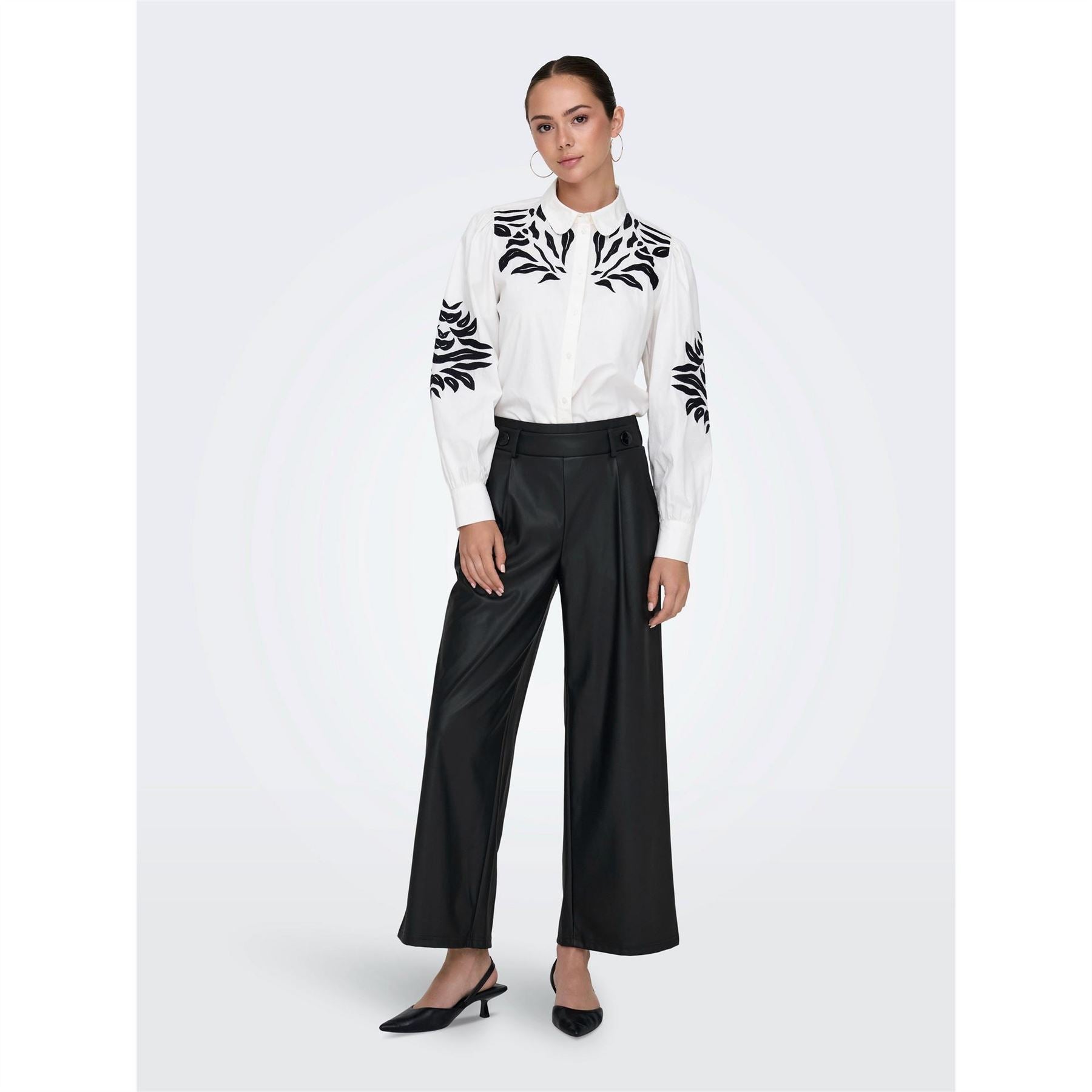Only Solid Patterned Wide Palazzo Trousers