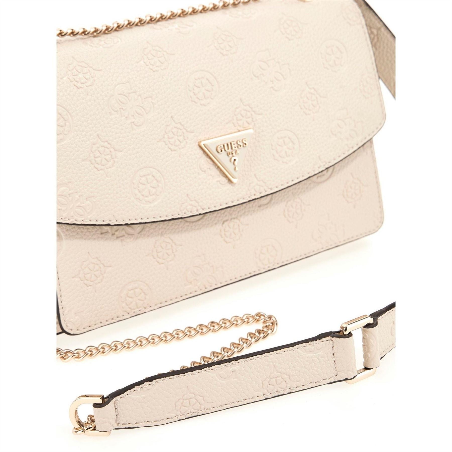 Guess Embossed Logo Cross Body Bag with Silver Tone Hardware