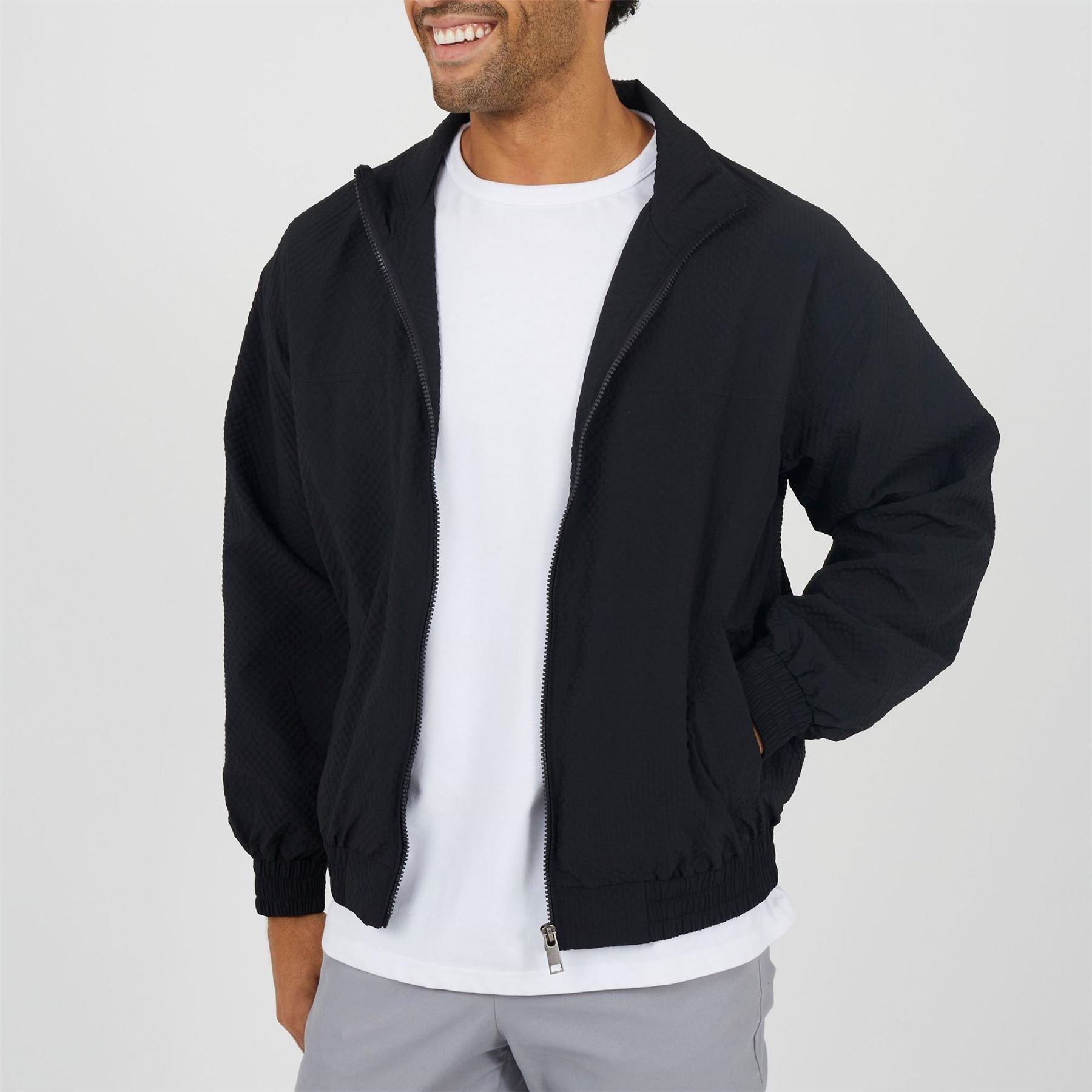 Brave Soul Seersucker Oversized Coach Jacket
