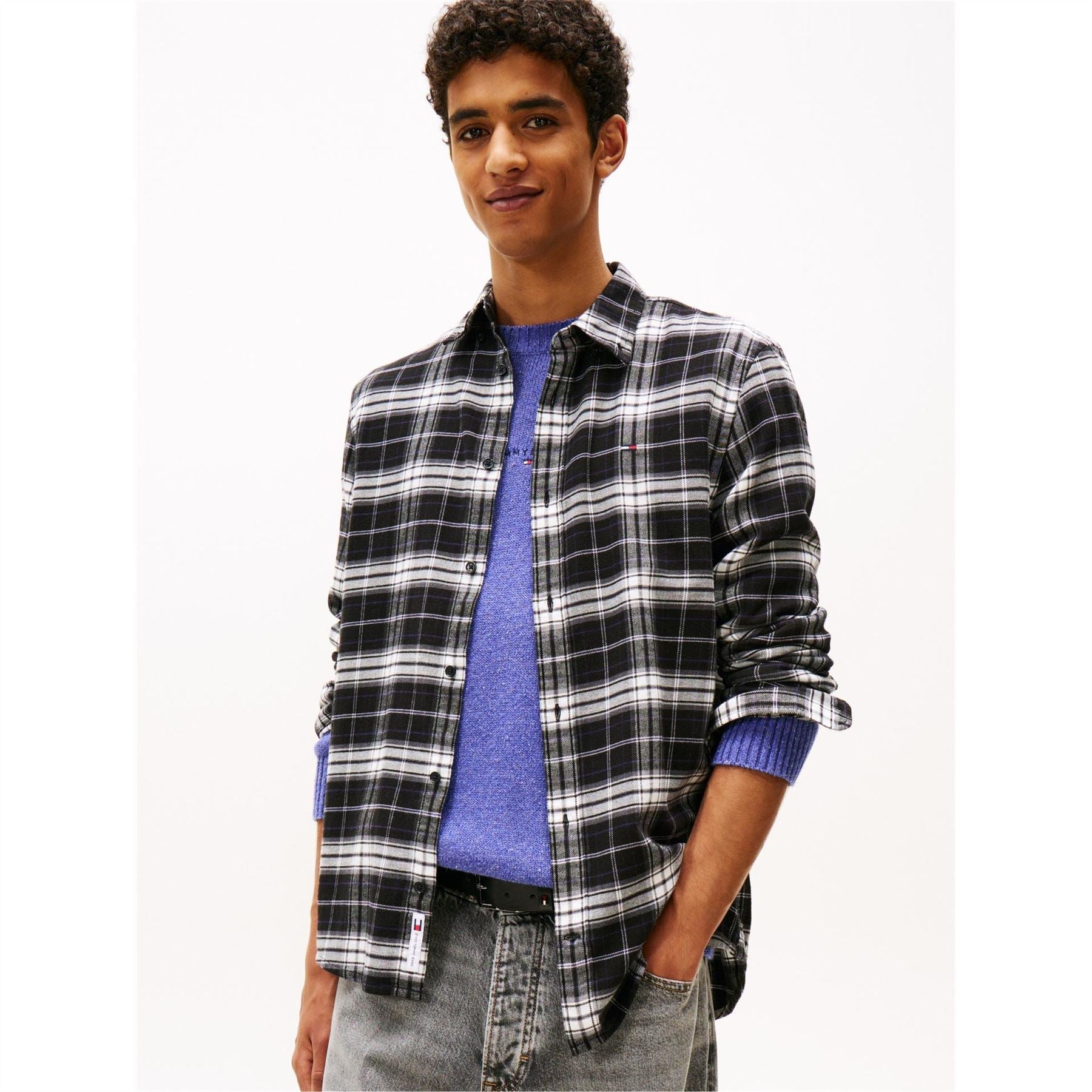 Tommy Jeans Collared Neck Long Sleeve Flannel Shirt