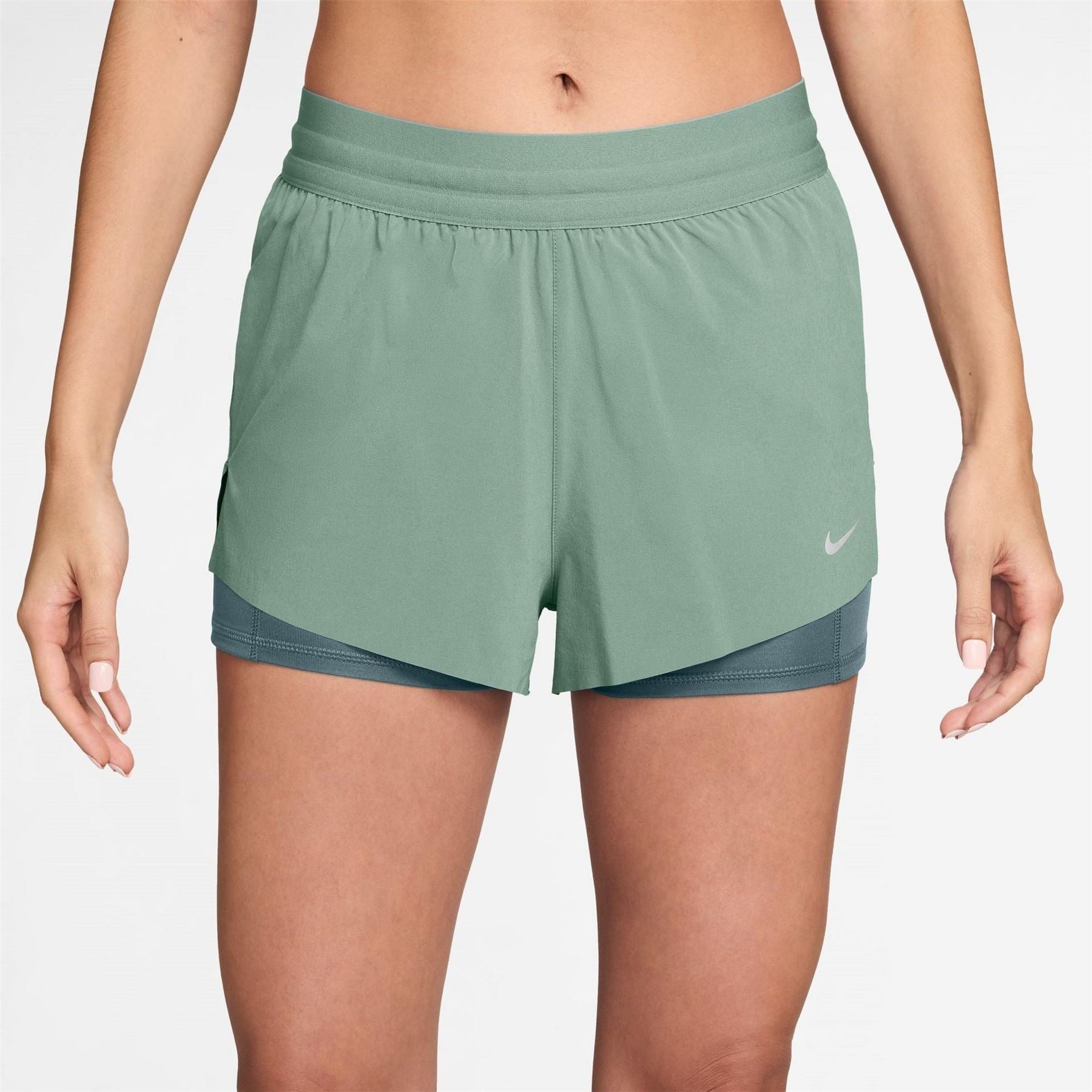 Nike Womens Dri Fit Swift Mid Rise 3 2 In 1 Shorts