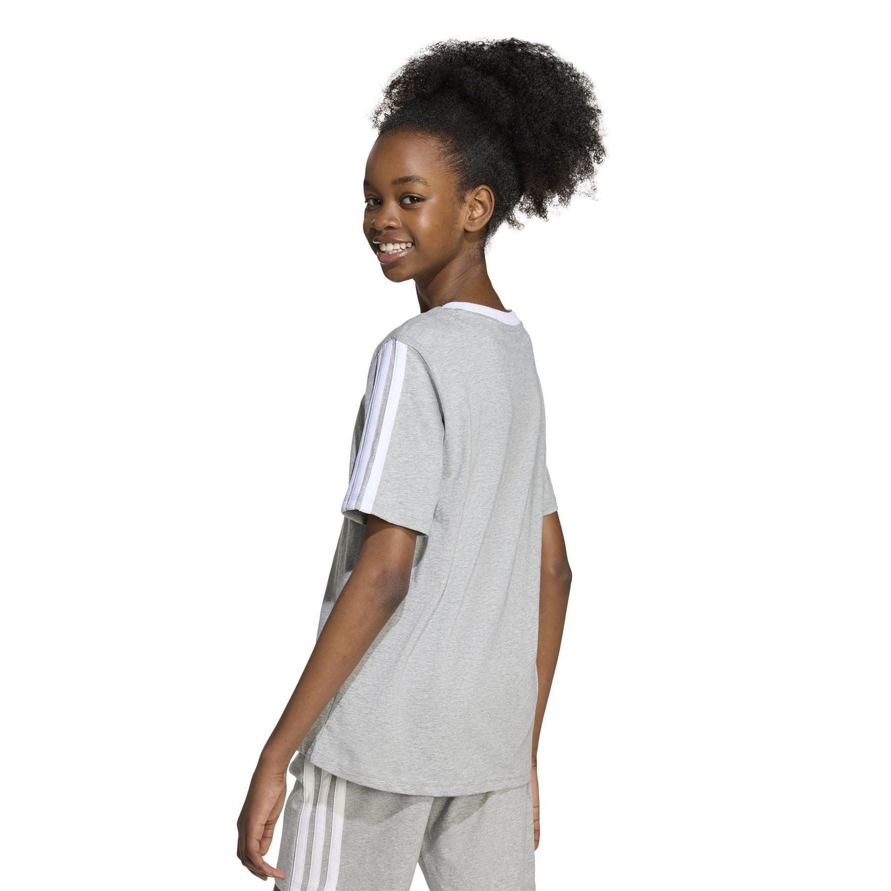 adidas Essentials 3 Stripe T-Shirt Junior Girls