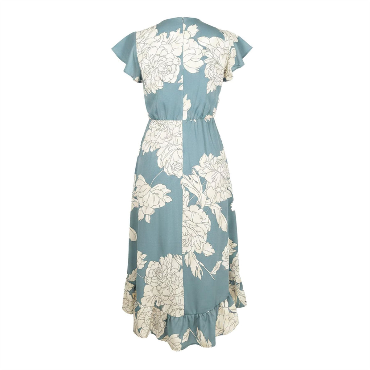 AX Paris Egg And Cream Floral Print Frill Hem Wrap Midi Dress