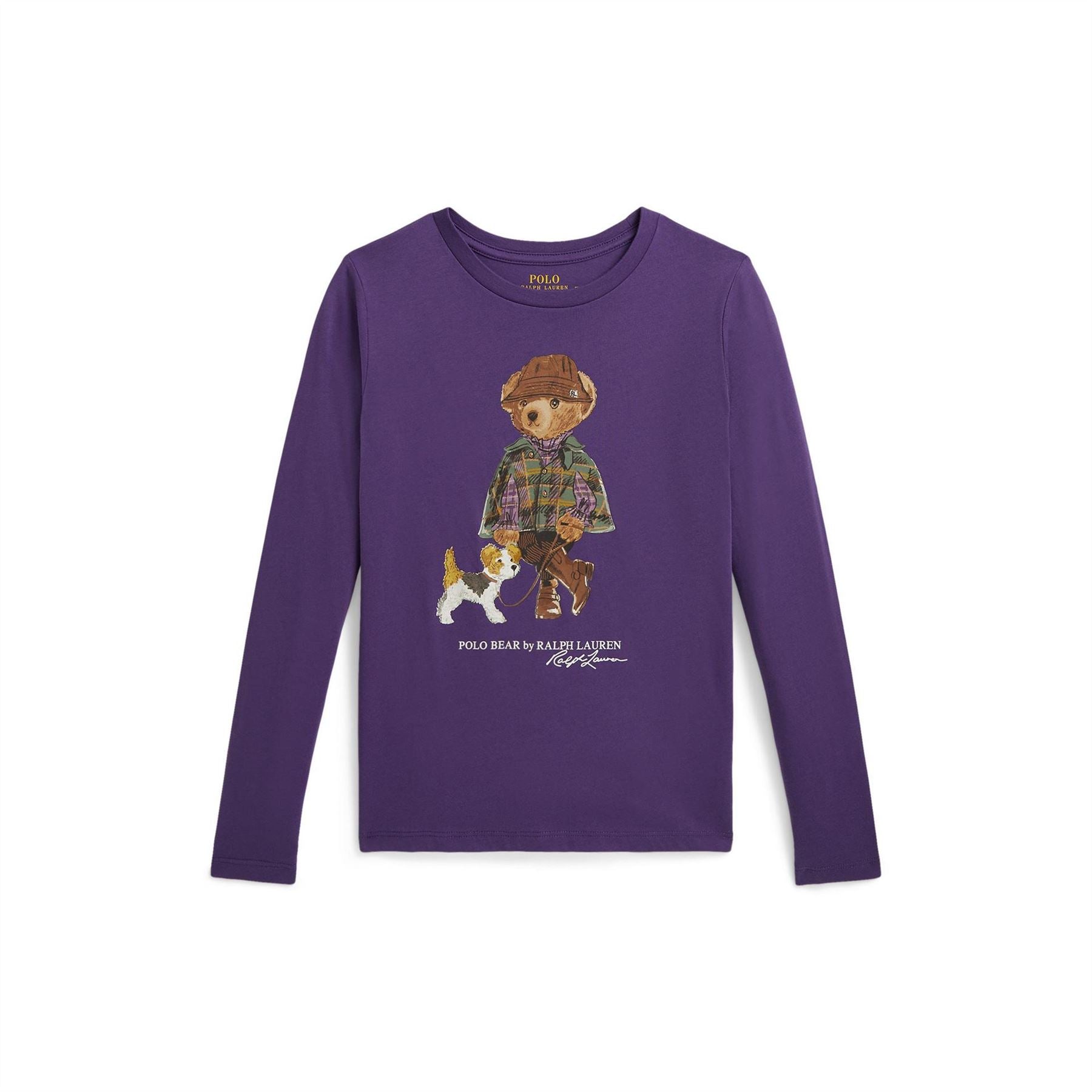 Polo Ralph Lauren Junior Dog Graphic Crew Neck Long Sleeve Jersey T-Shirt