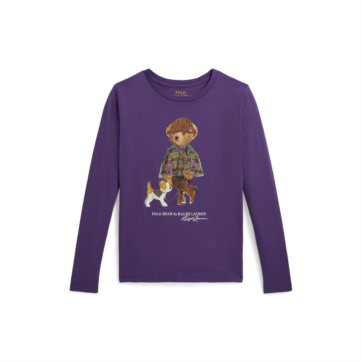 Polo Ralph Lauren Junior Dog Graphic Crew Neck Long Sleeve Jersey T-Shirt