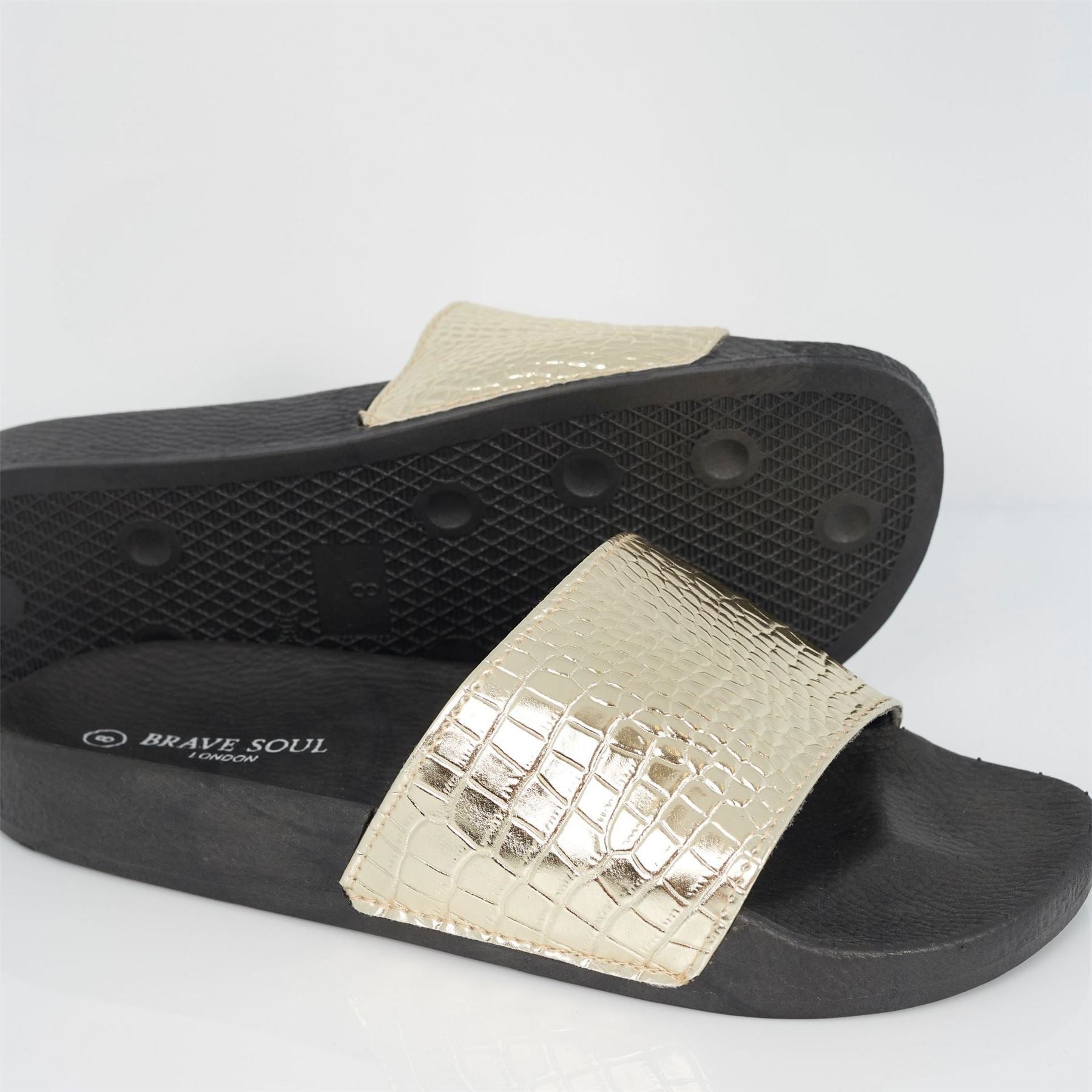Brave Soul Mens Metallic Crocodile Strap Slider