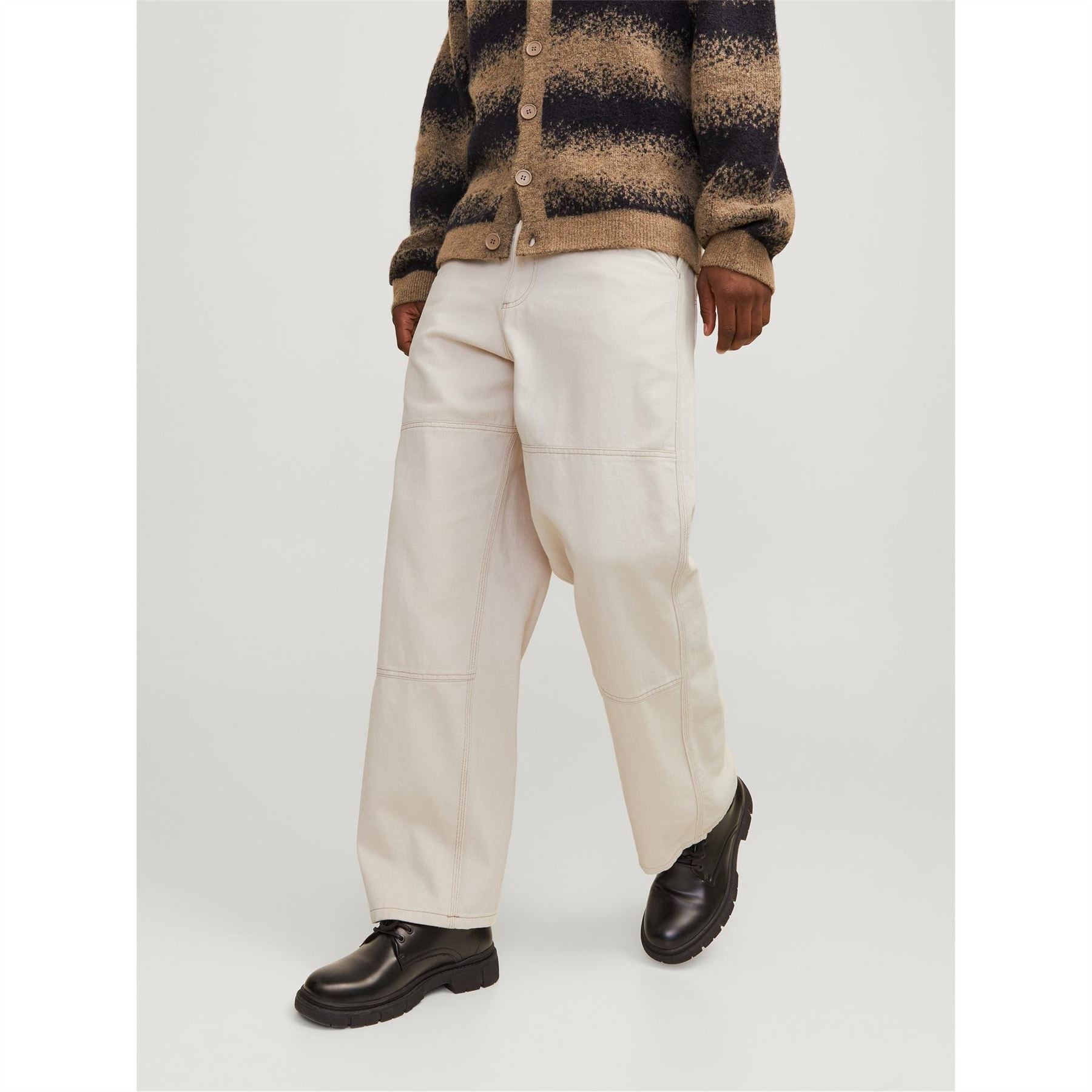 Jack and Jones Owen Solid Patterned Wide Leg Cargo Pants