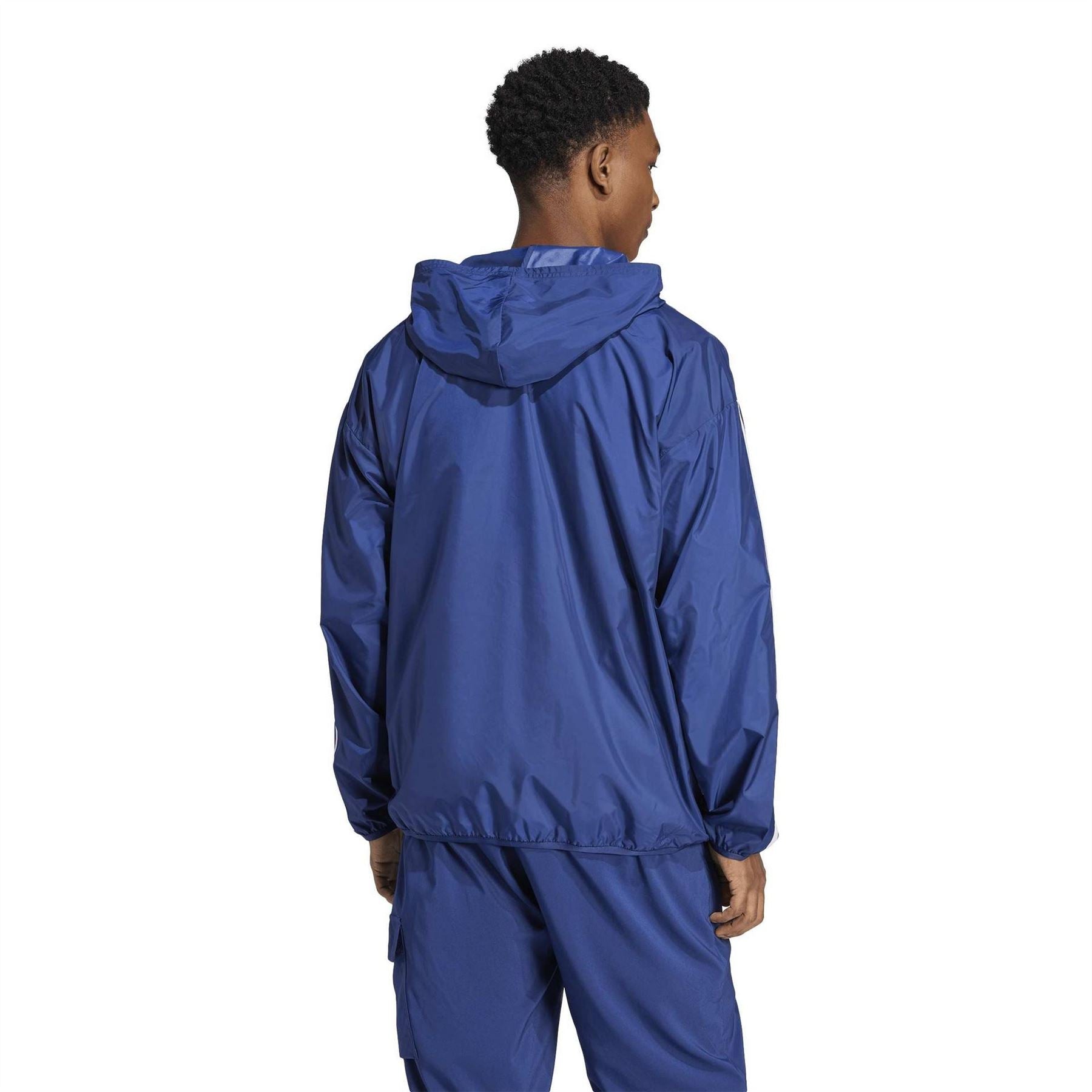 adidas Hooded Neck Windbreaker with Side Stripes and Bold Logo