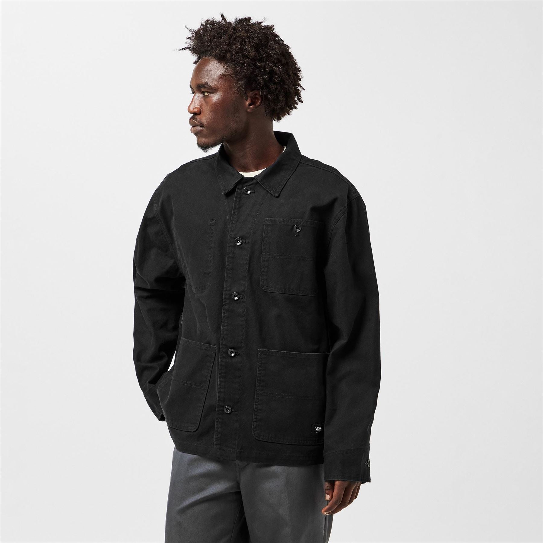 Vans London Solid Patterned Field Jacket with Chest Pocket