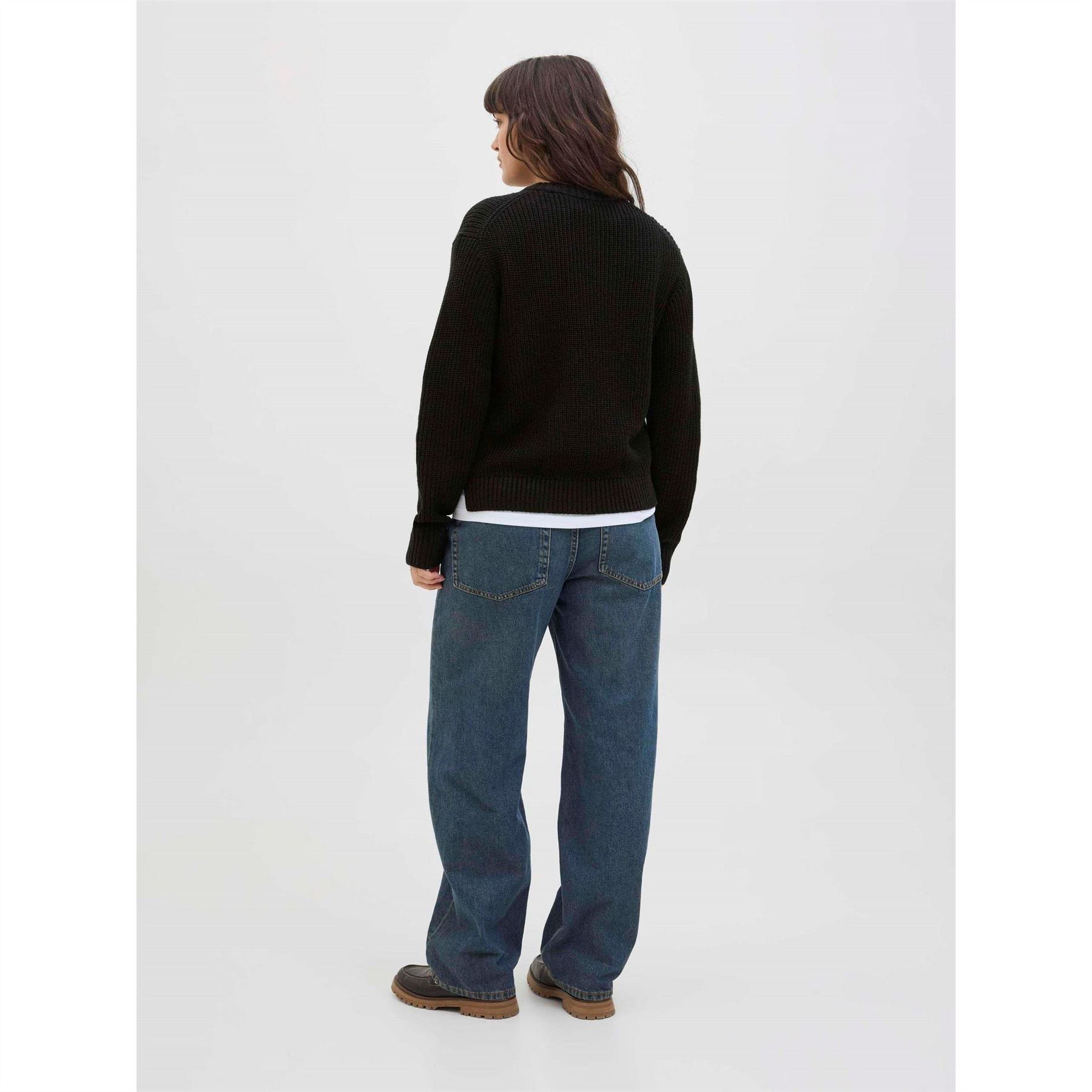 JJXX Crew Neck Ribbed Collar Raglan Sleeve Sweater