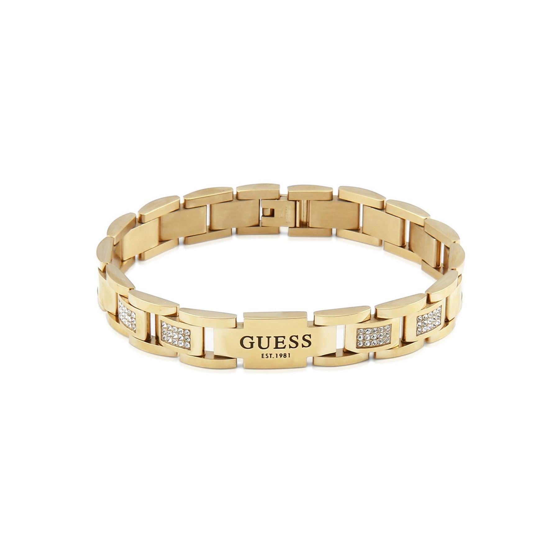 Guess 12mm Flat Chain  And  White Cz Bracelet