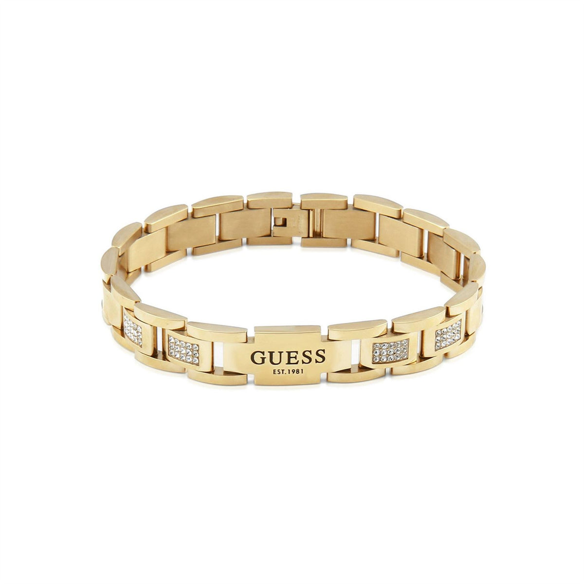 Guess 12mm Flat Chain  And  White Cz Bracelet